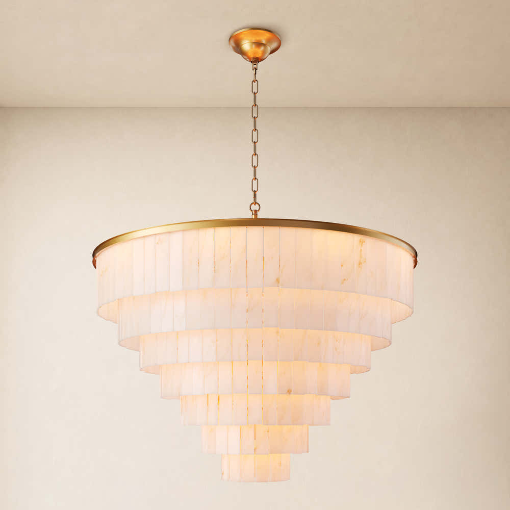 Montrava Alabaster Tiered Round Chandelier 60"D