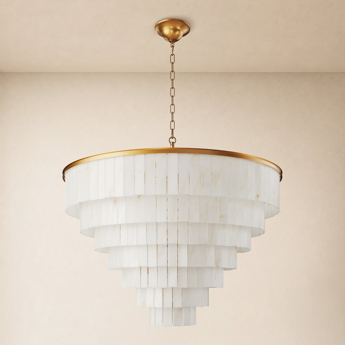 Montrava Alabaster Tiered Round Chandelier 60"D