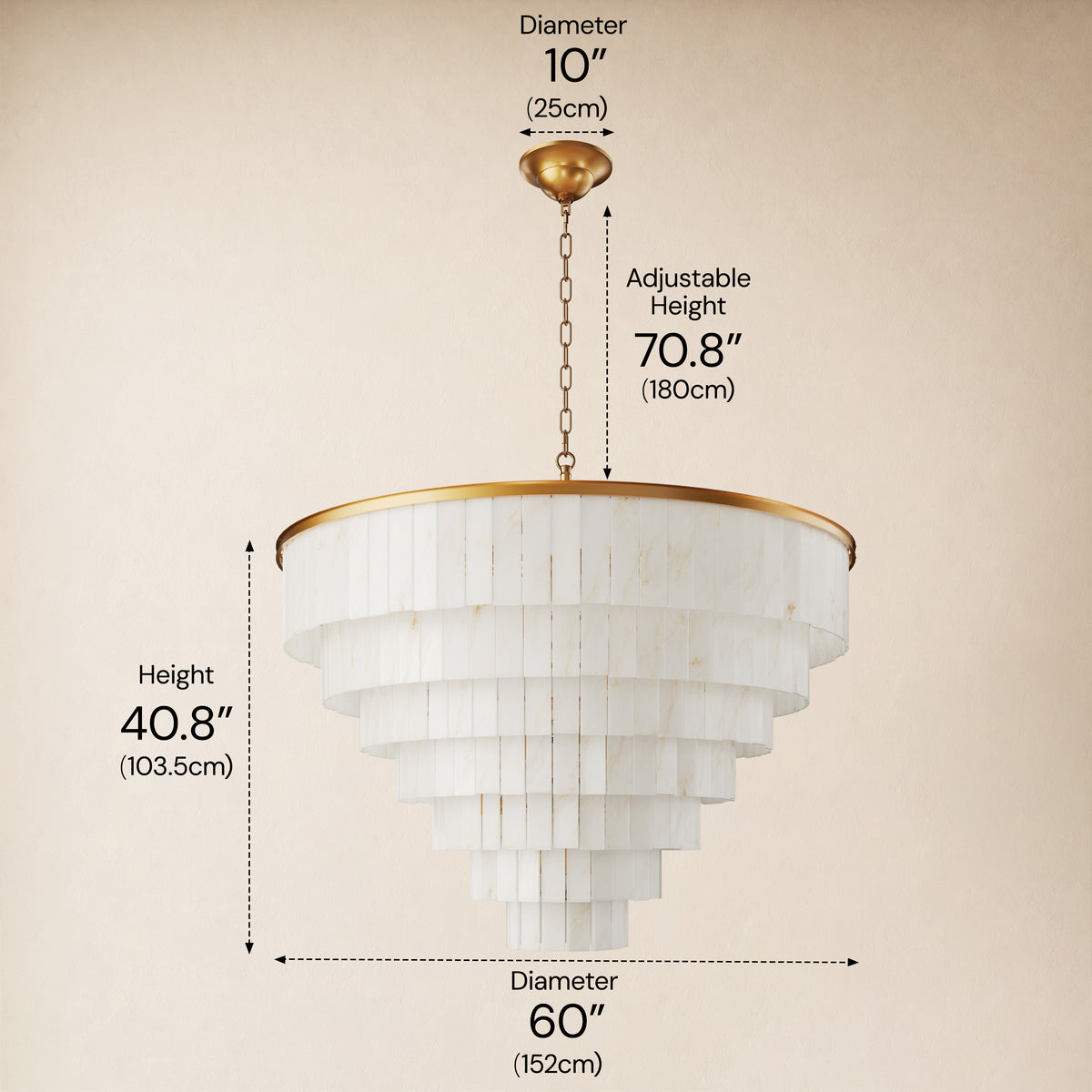 Montrava Alabaster Tiered Round Chandelier 60"D