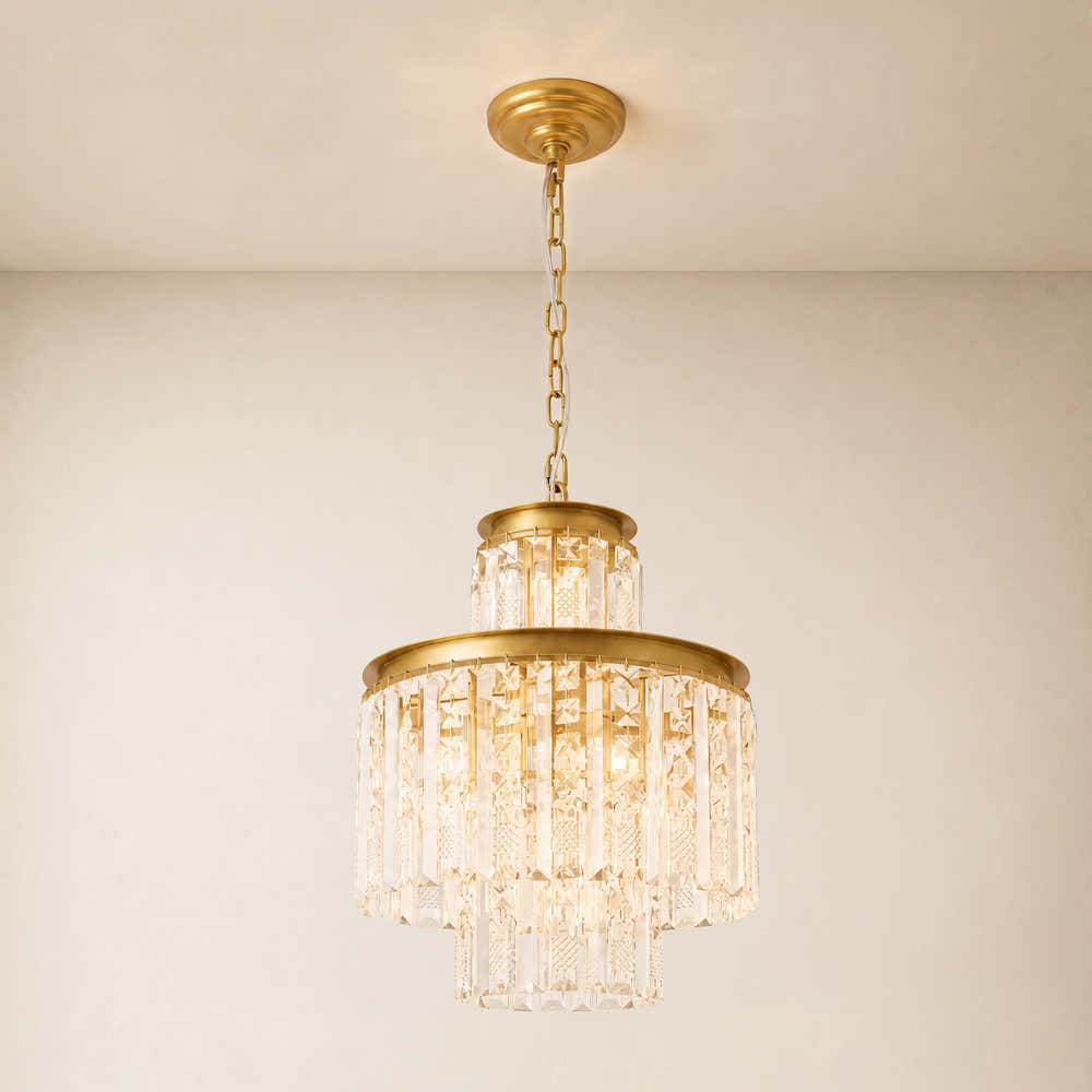 Lucentra Crystal Tiered Round Pendant 15"D#Finish_Gold