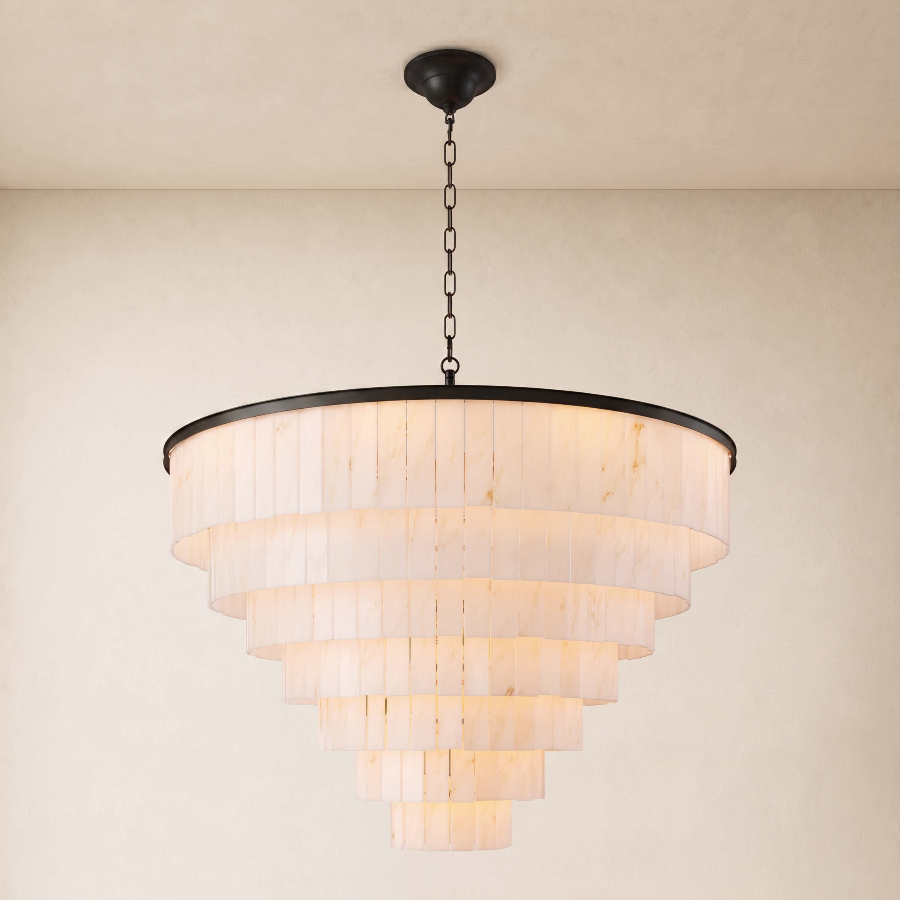 Montrava Alabaster Tiered Round Chandelier 60"D