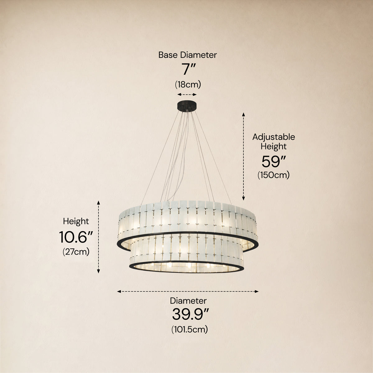 Pietra Frost White Marble Tiered Drum Chandelier 33.4"D