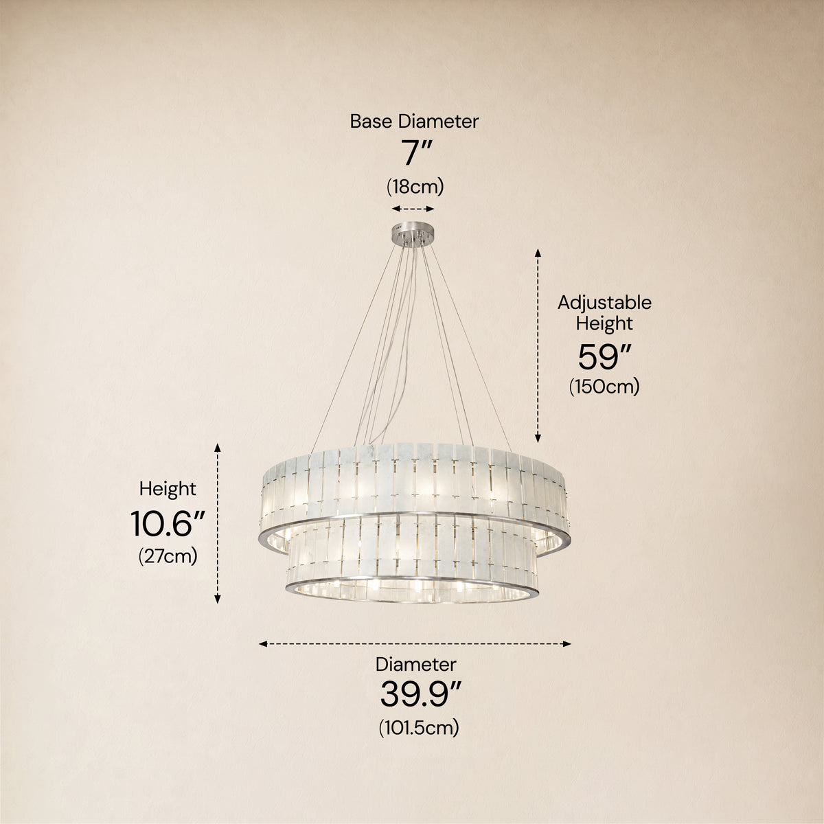 Pietra Frost White Marble Tiered Drum Chandelier 33.4"D