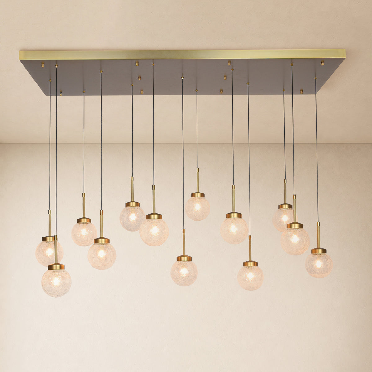 Liorenne Bubble Glass Globe Rectangular Chandelier 47.2"W