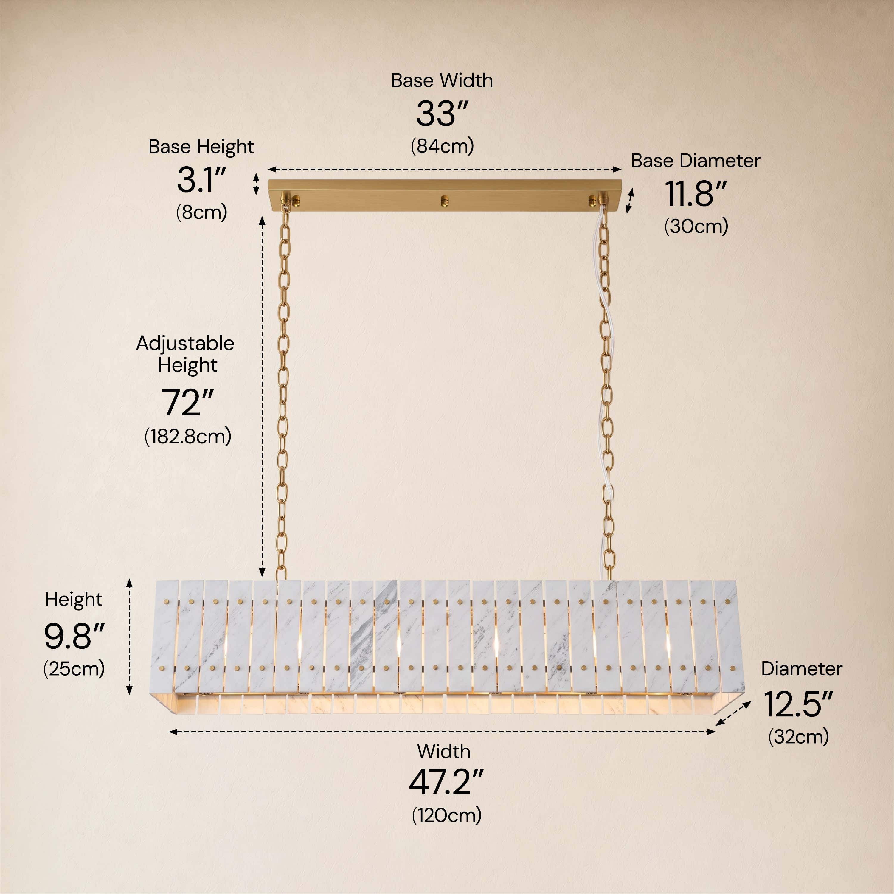 Pietra Marble Rectangular Chandelier 47.2"W