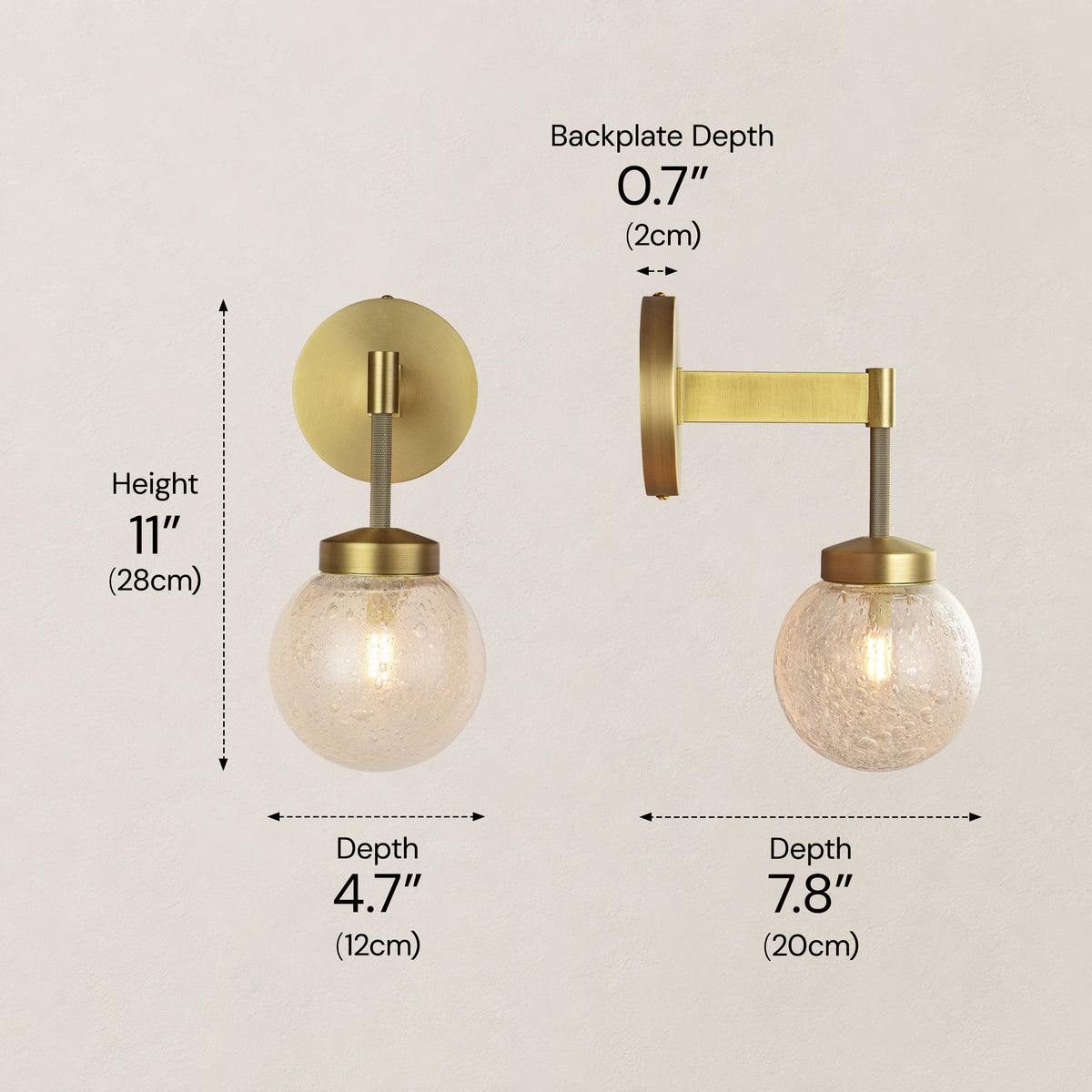 Liorenne Bubble Glass Globe Wall Sconce 4.7"D