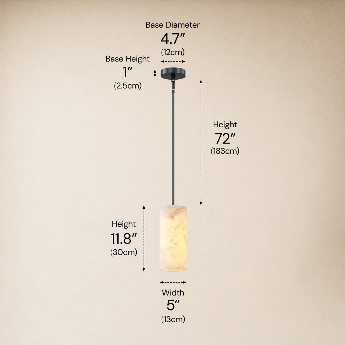 Calyndra Resin Cylinder Pendant 4"-7"W