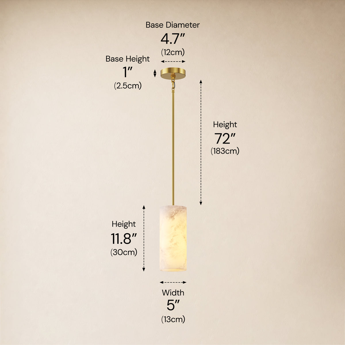 Calyndra Resin Cylinder Pendant 4"-7"W