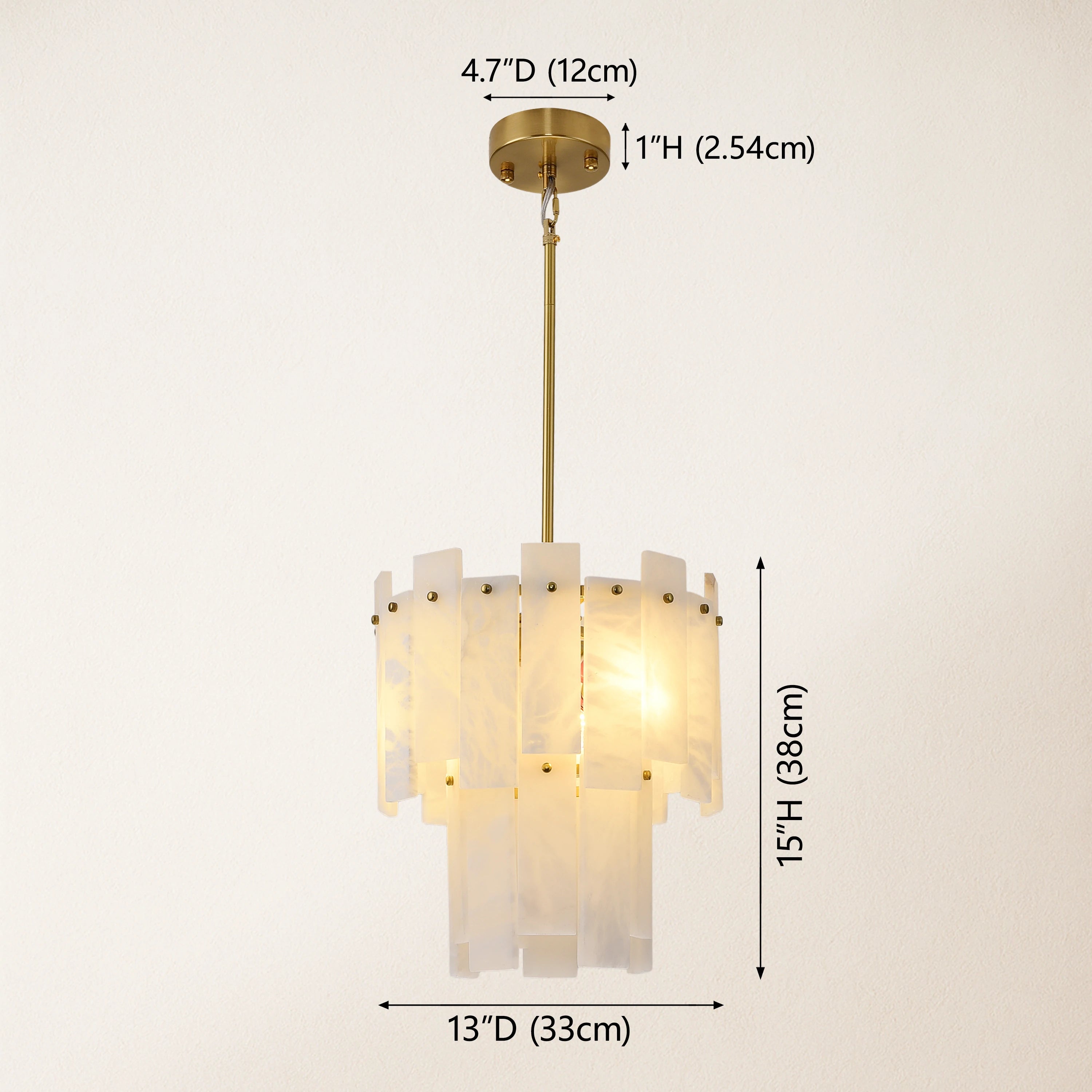 Nivislight Alabaster 2-Tier Round Chandelier 33cm
