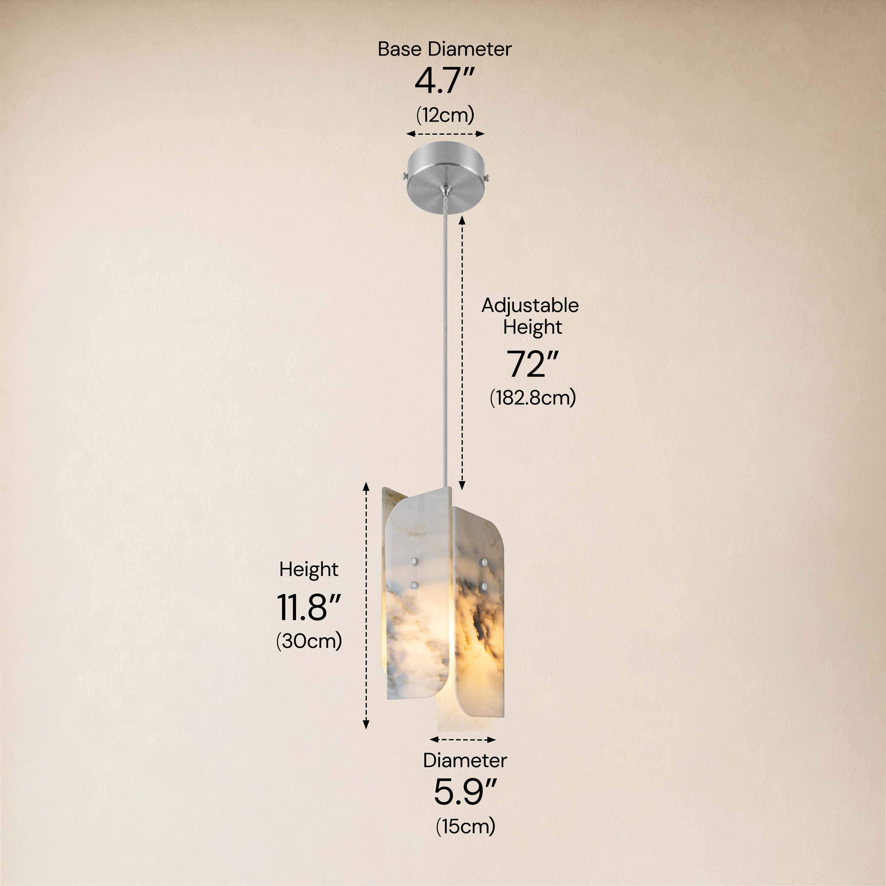 Pietra White Marble Pendant 5.9"D