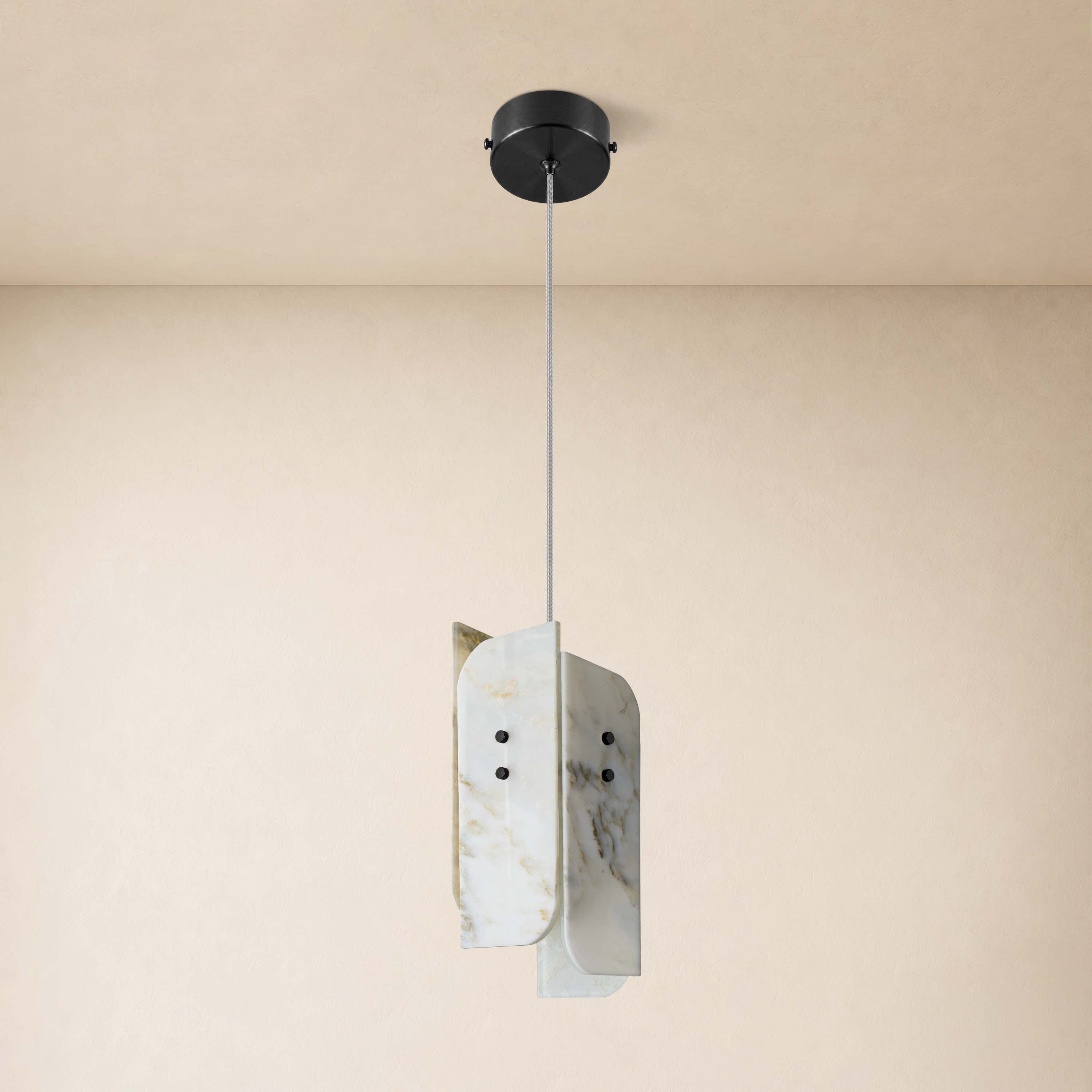 Pietra White Marble Pendant 5.9"D