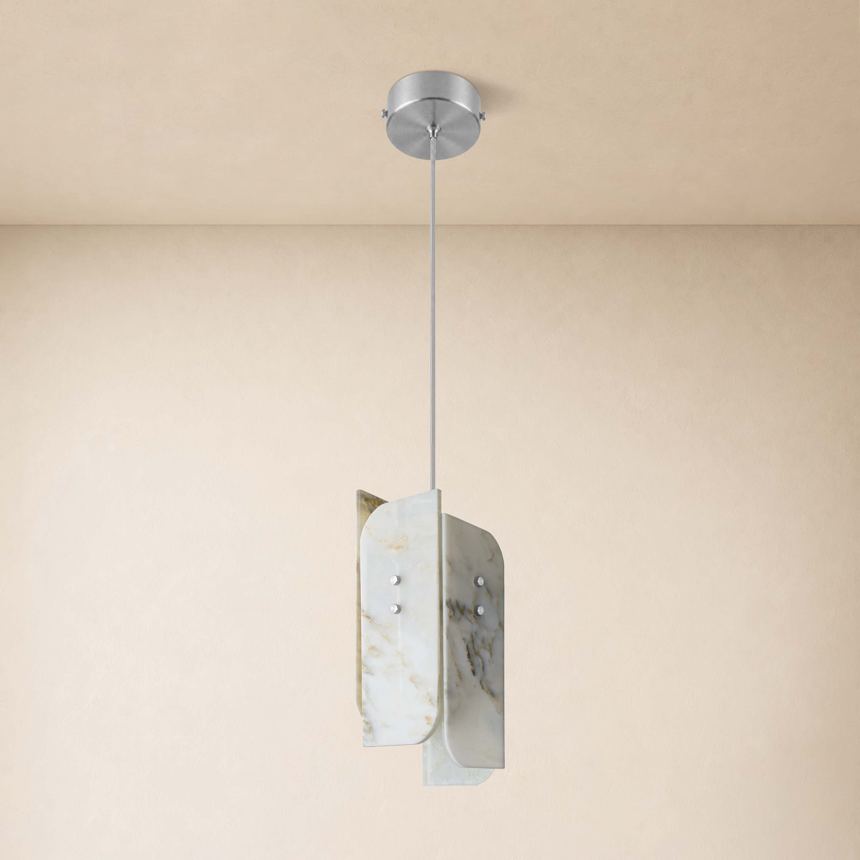 Pietra White Marble Pendant 5.9"D