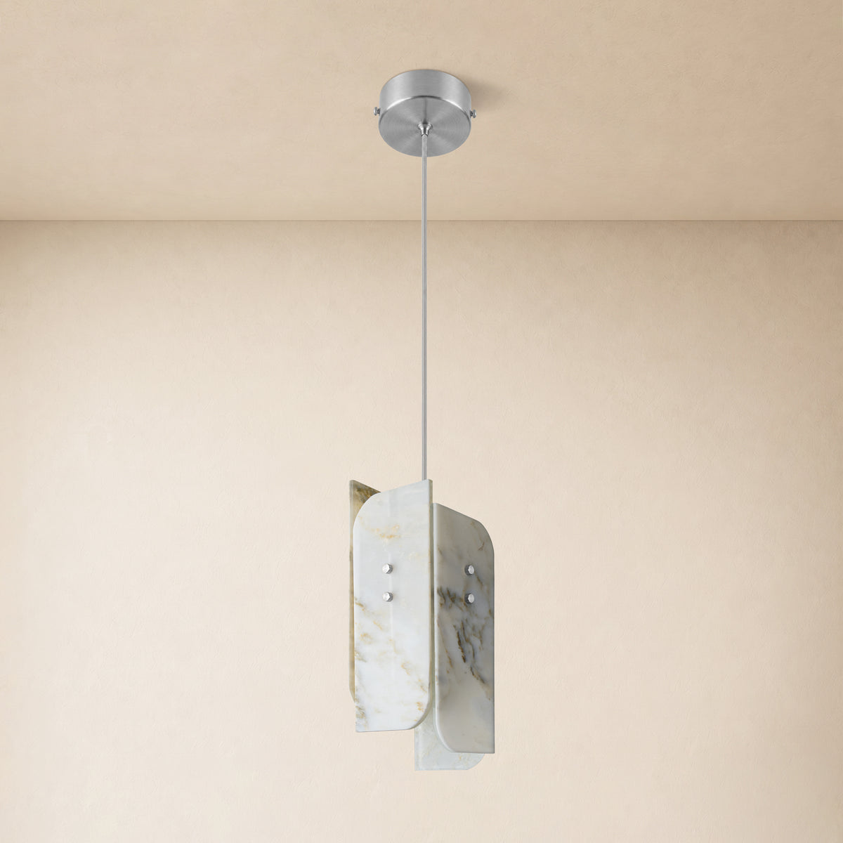 Pietra White Marble Pendant 5.9"D