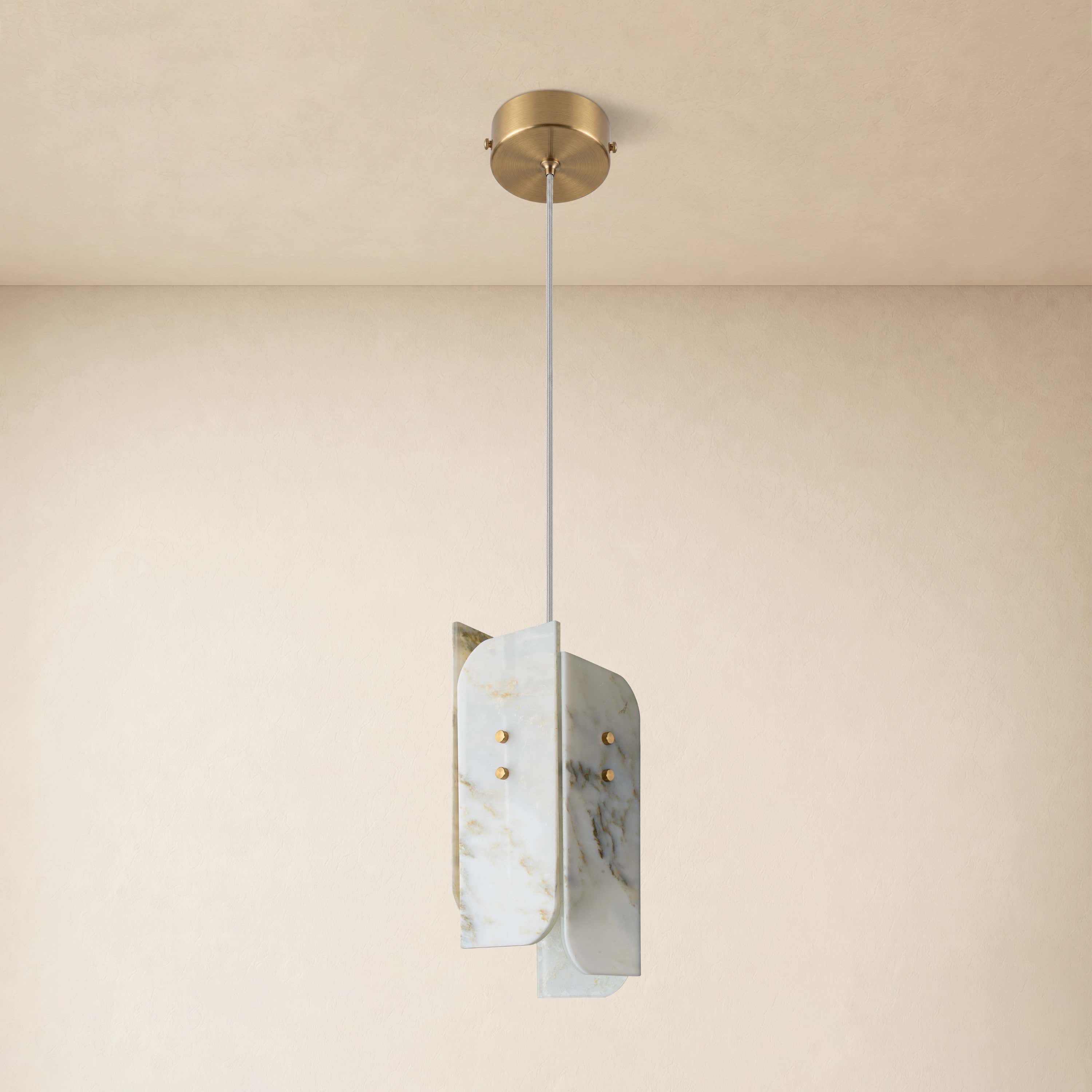 Pietra White Marble Pendant 5.9"D