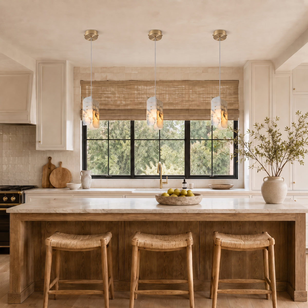 Pietra White Marble Pendant 5.9"D