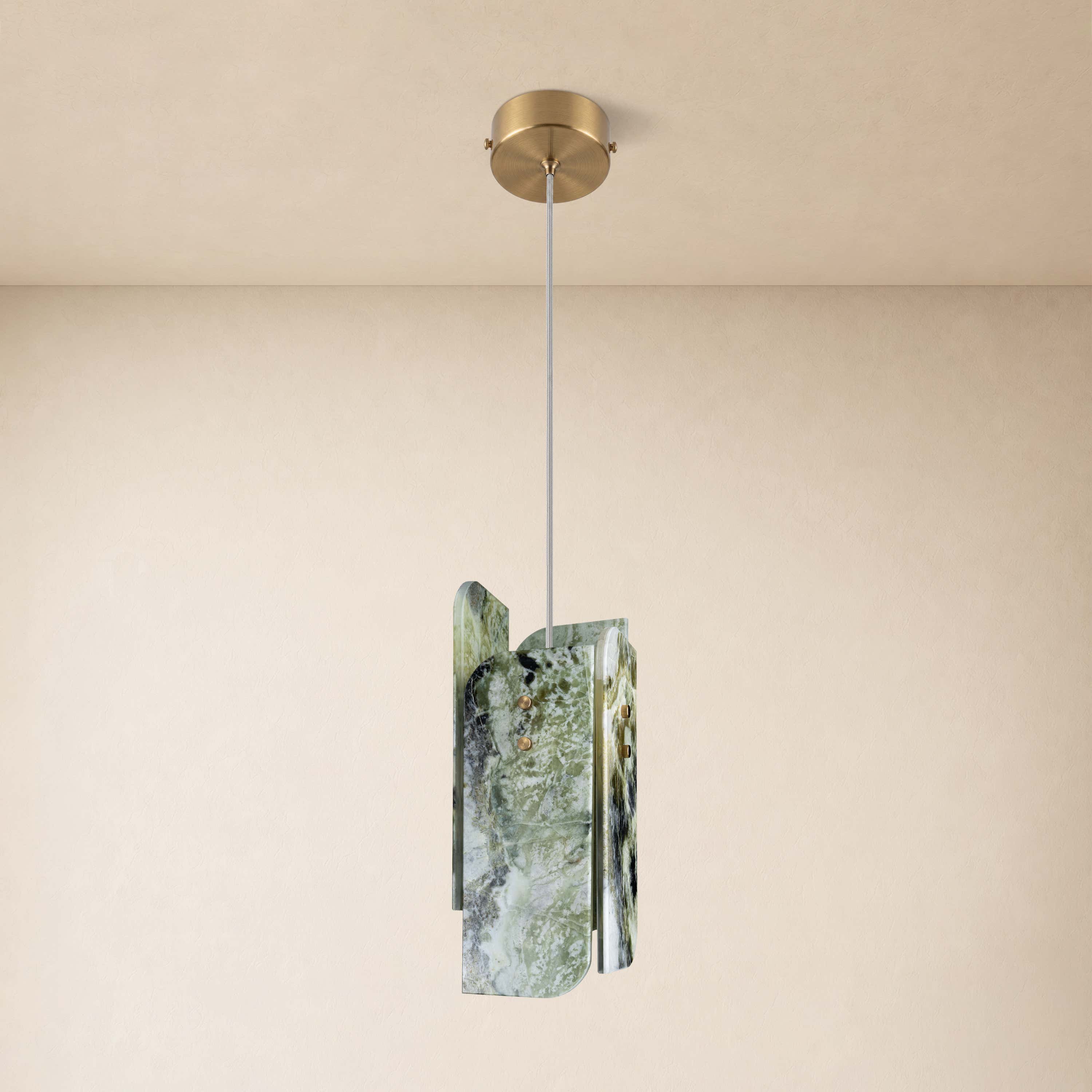 Pietra Green Marble Oval Pendant Light 5.9"D