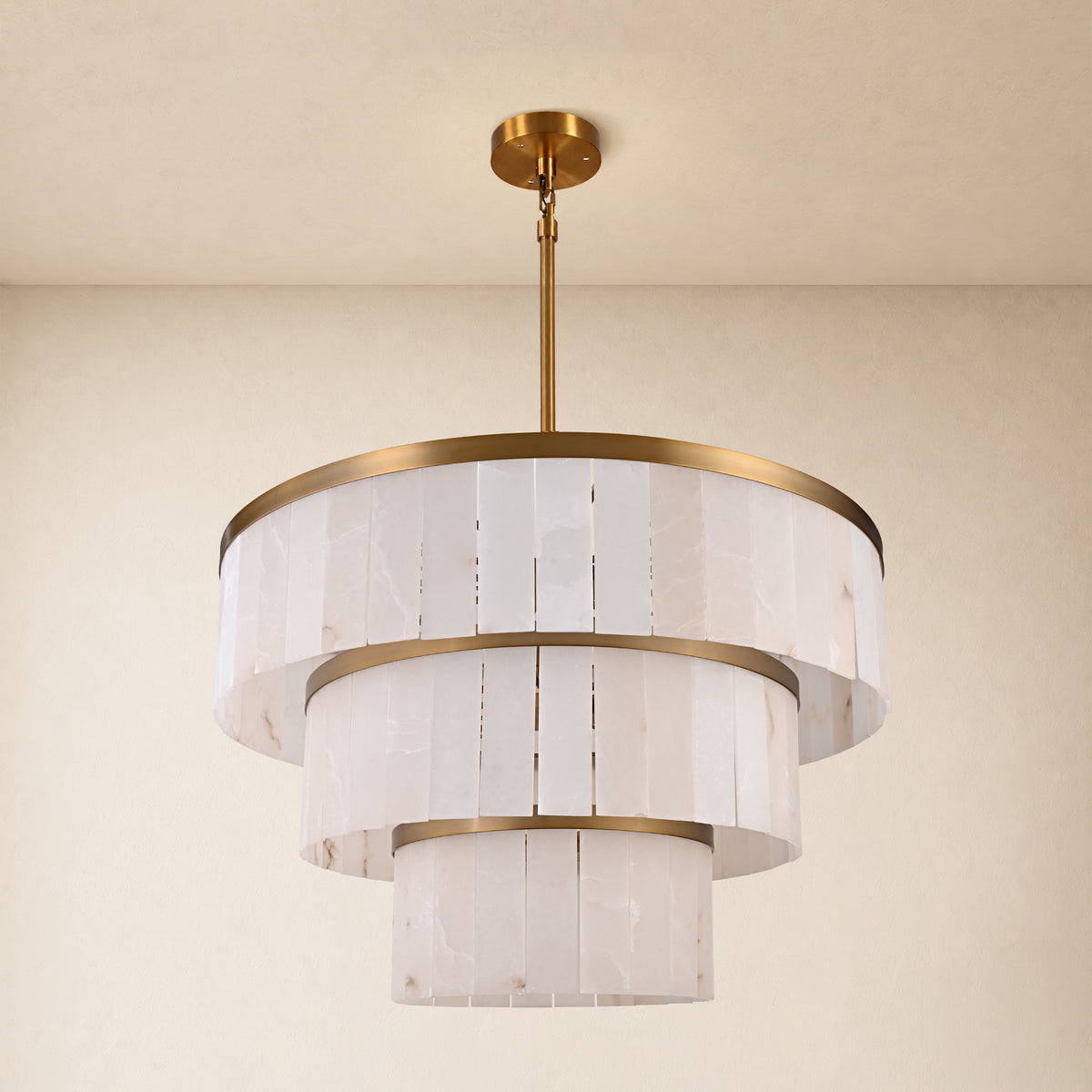 Celestia Alabaster Tiered Round Chandelier 60"D