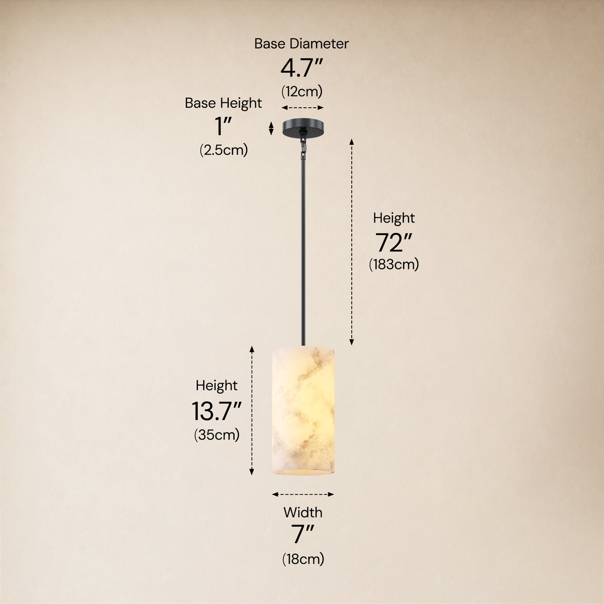 Calyndra Resin Cylinder Pendant 4"-7"W