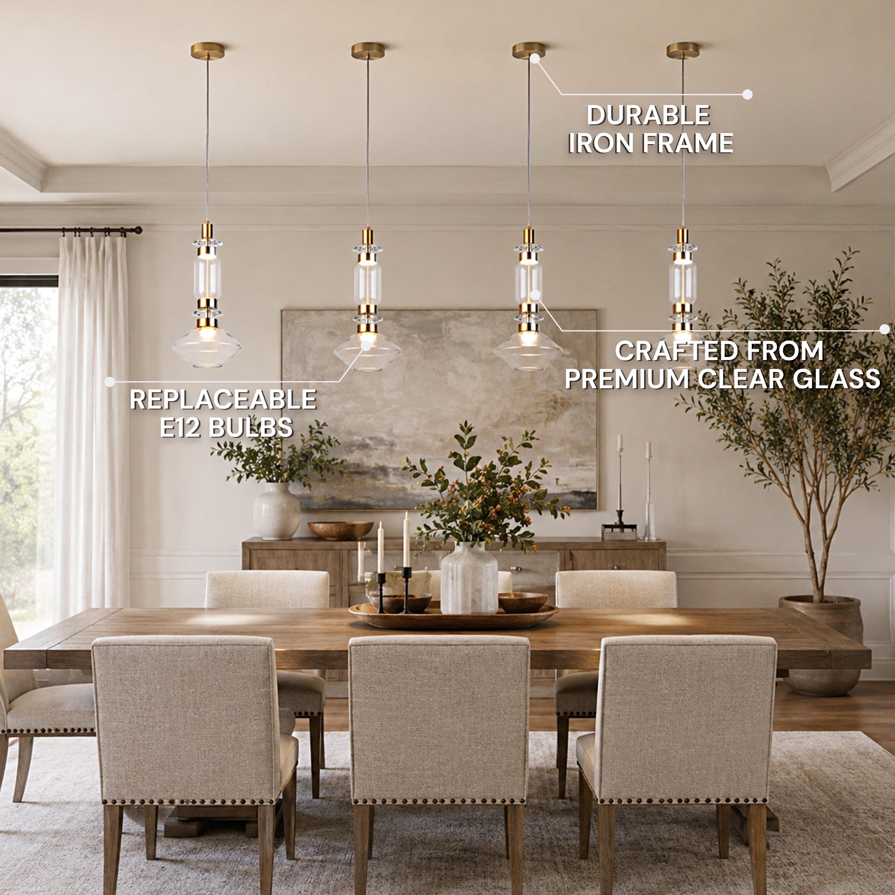 Erelia Crystal Dome Pendant Light 9.4"D