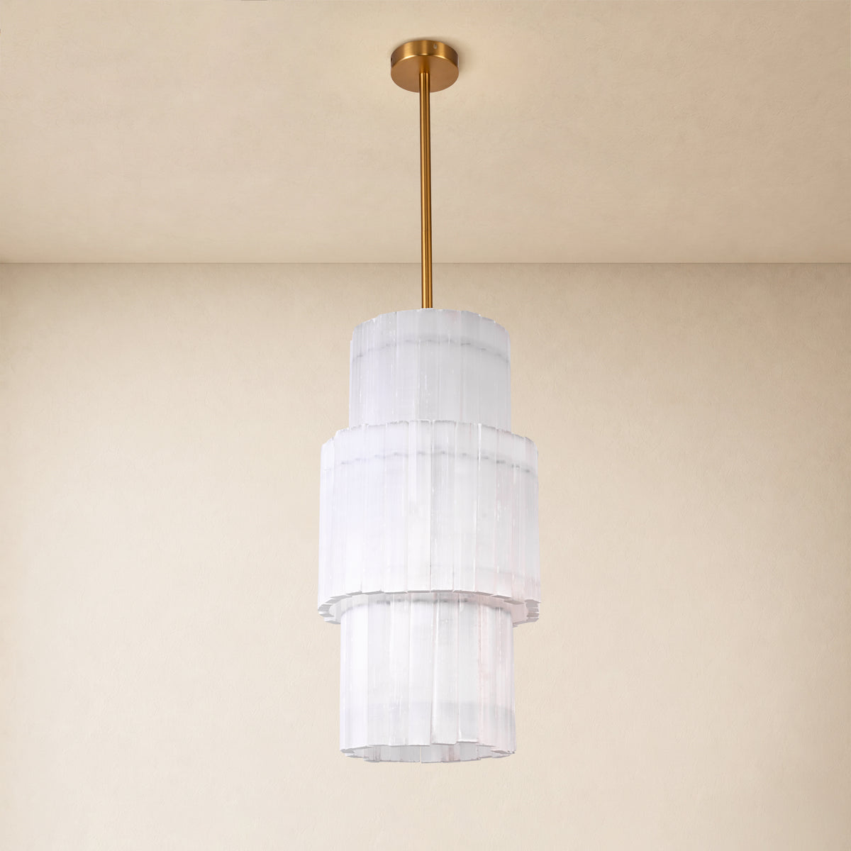Selara Selenite Tiered Round Chandelier 12"D
