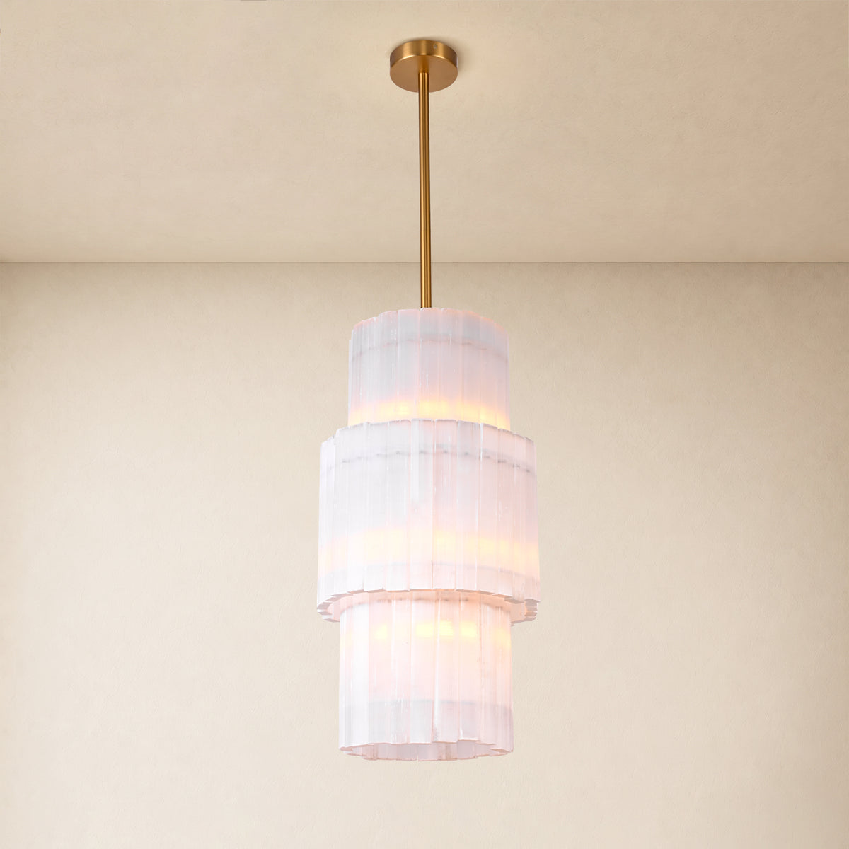Selara Selenite Tiered Round Chandelier 12"D