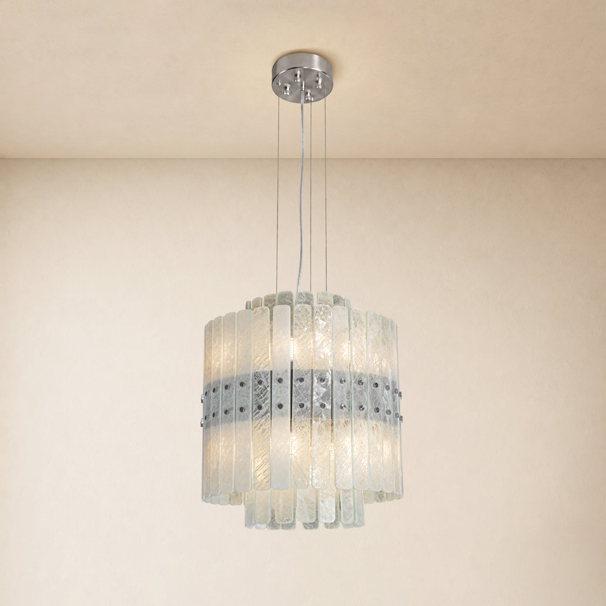 Pietra Arctic White Marble Tiered Chandelier 15.7"D