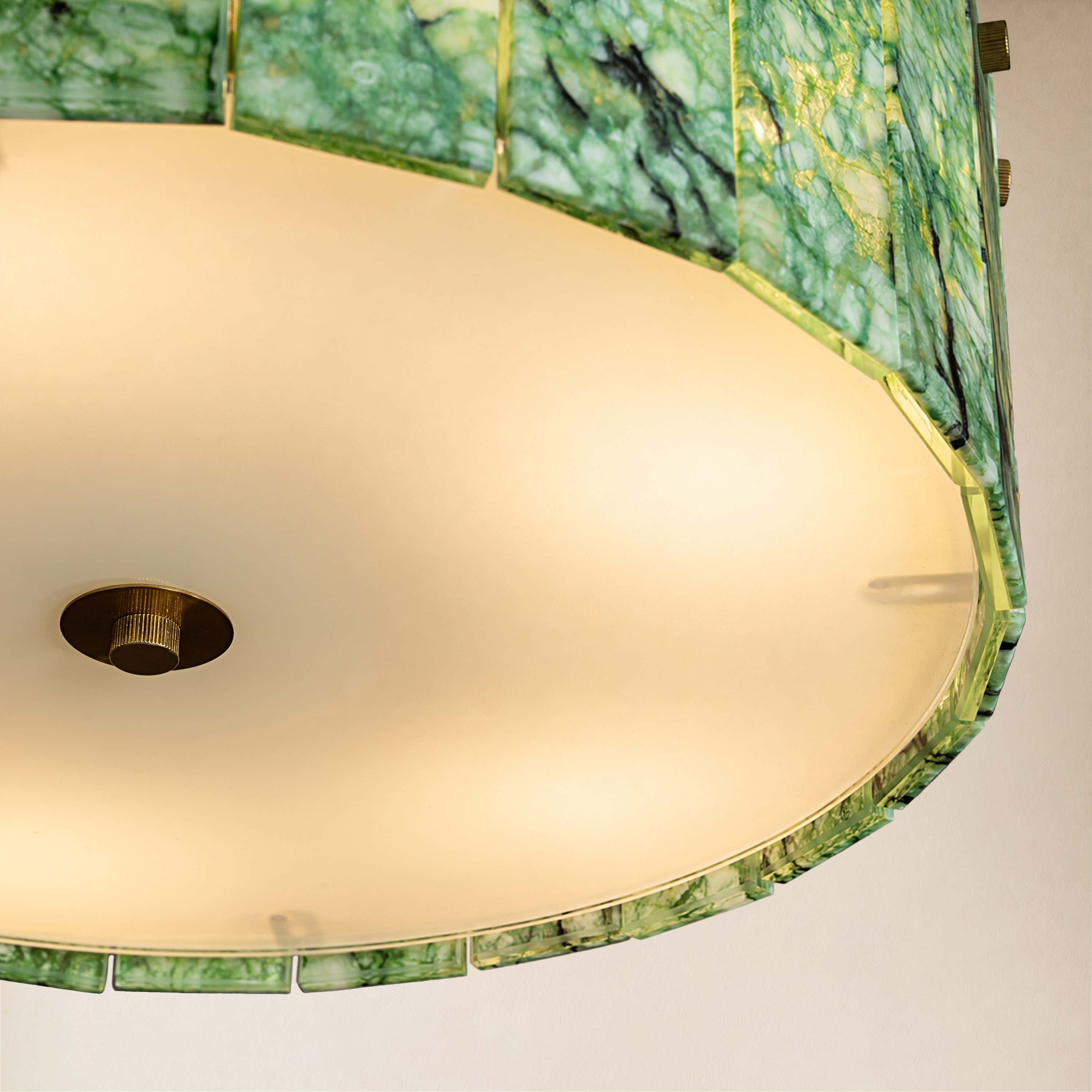 Pietra Green Marble Drum Chandelier 15.7"D