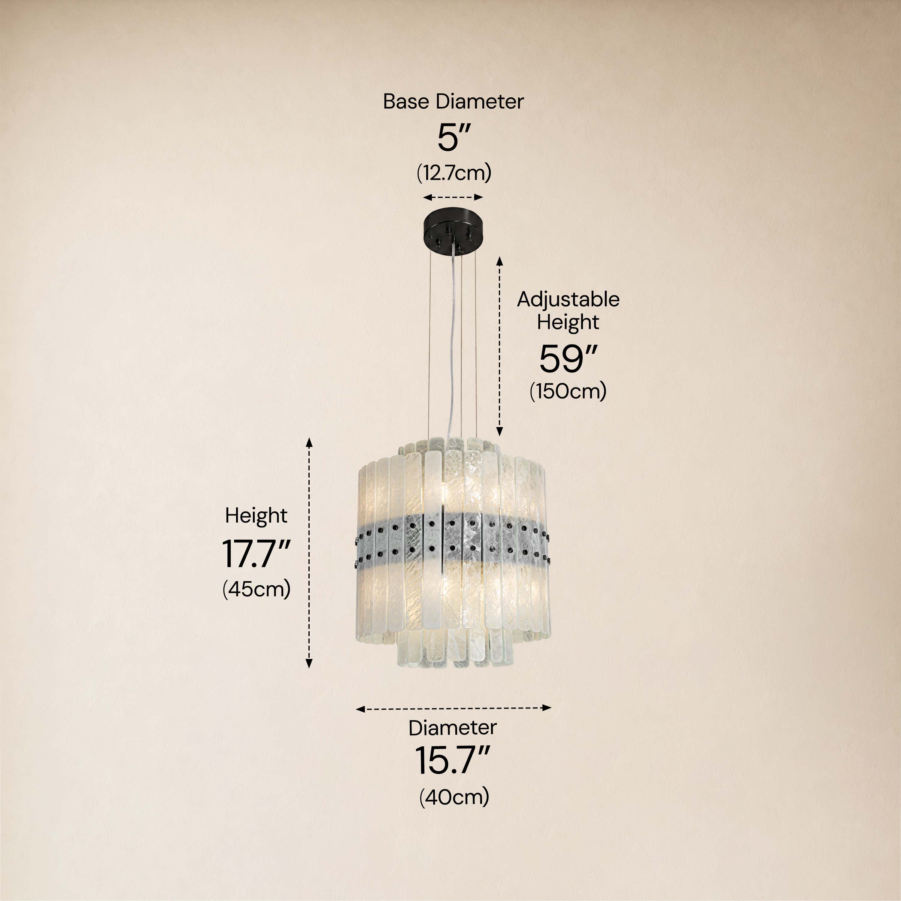 Pietra Crystal Tiered Chandelier 15.7"D