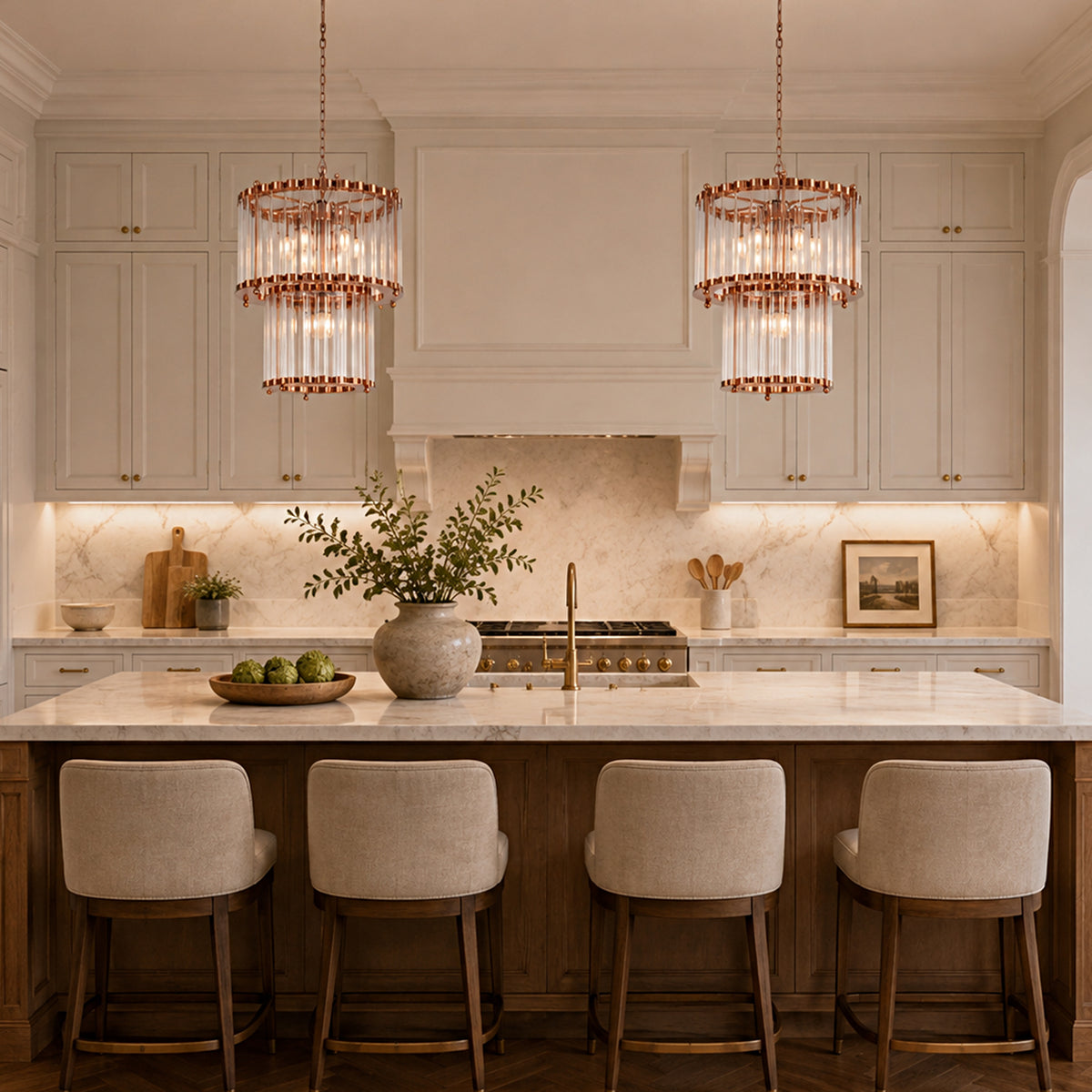 Rovella Glass Rod Tiered Round Chandelier 20.8"D