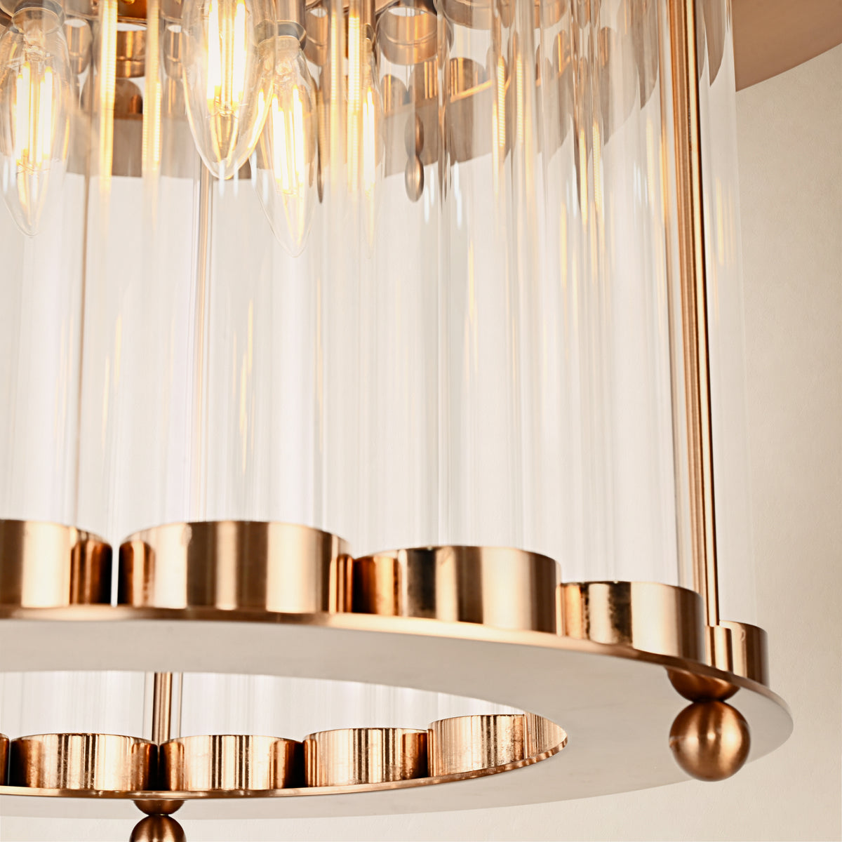 Rovella Glass Rod Tiered Round Chandelier 20.8"D