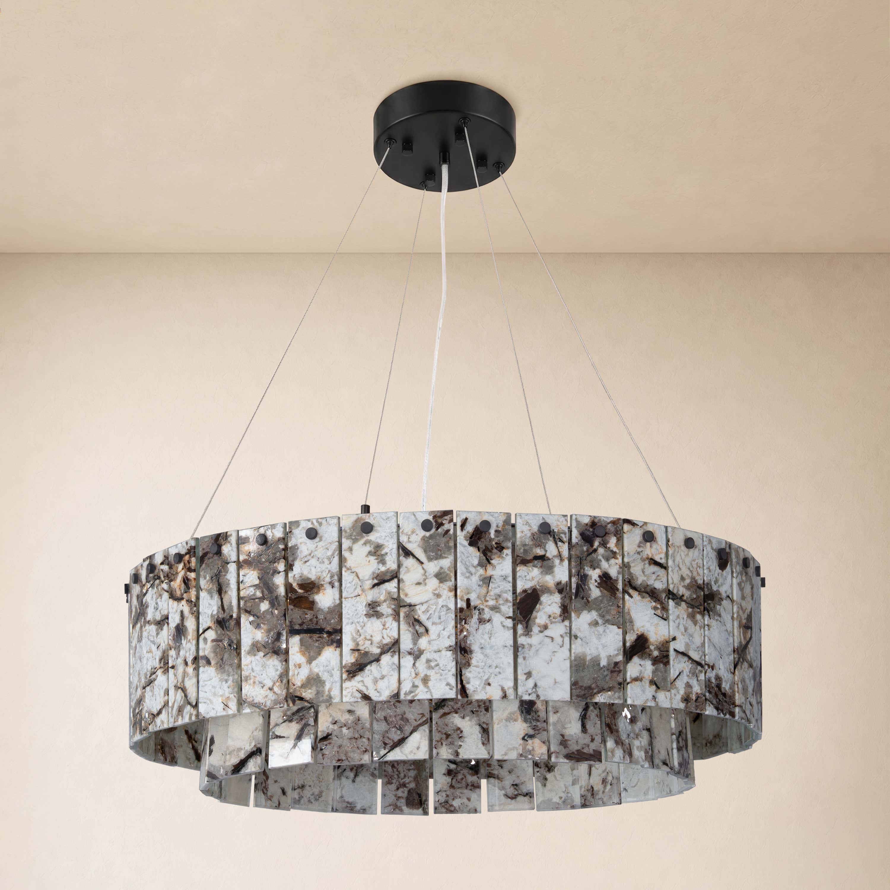 Pietra Quartzite Drum Chandelier 23.6"D