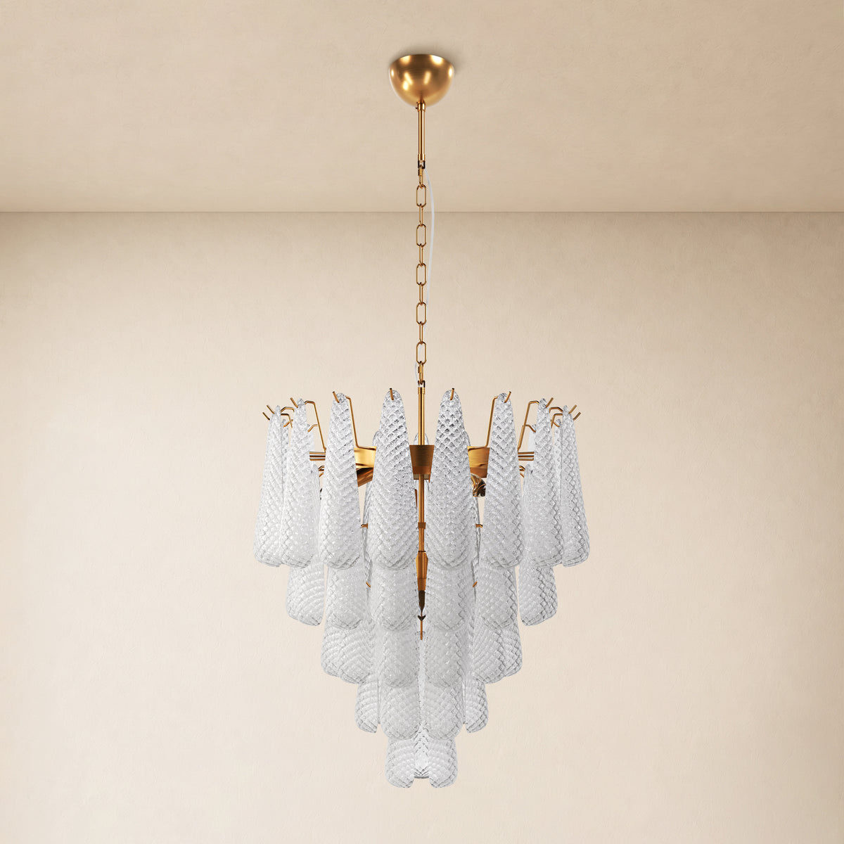 Veloria Textured Glass Tiered Round Chandelier 24"D