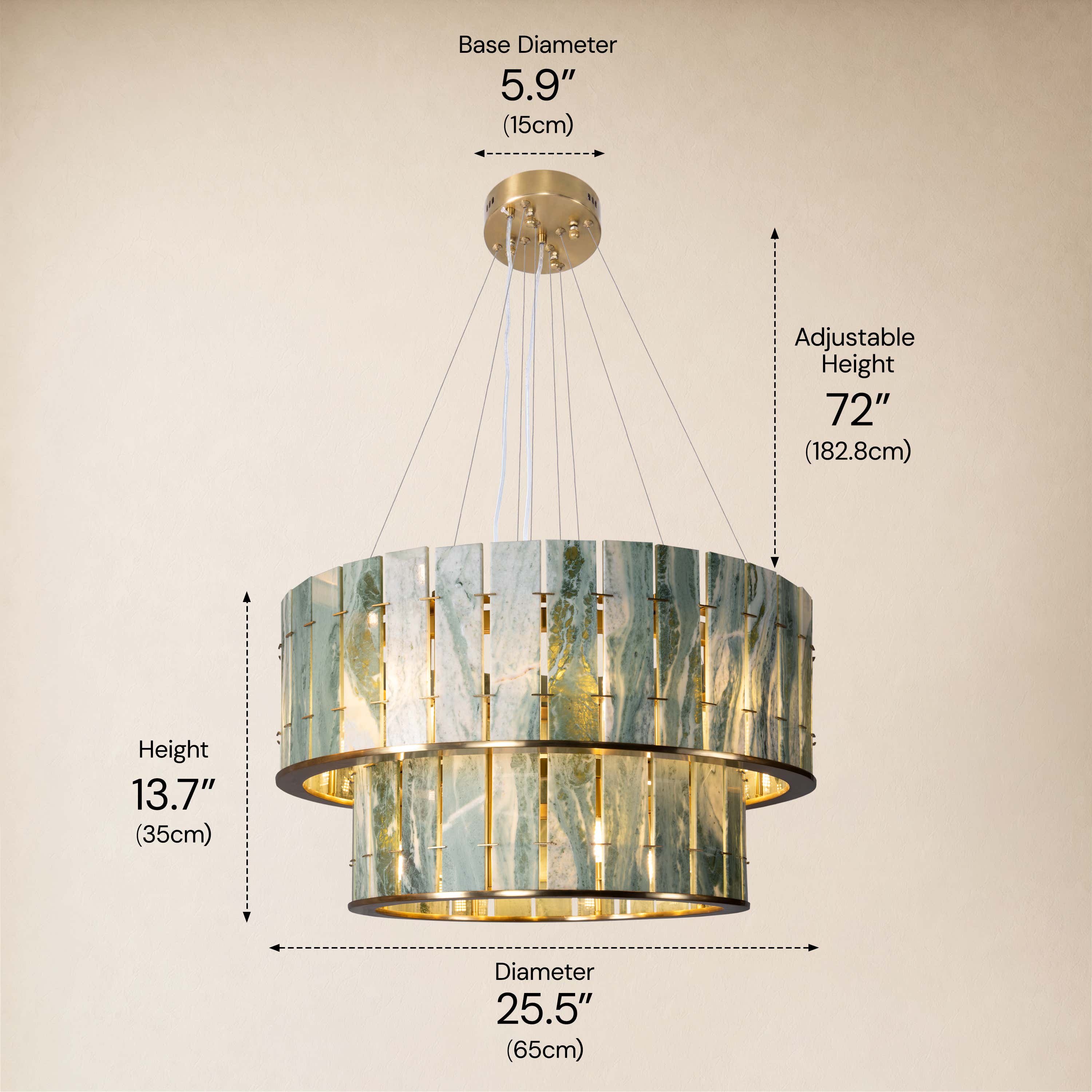 Pietra Verde Stone Two-Tier Round Chandelier 25.5"D