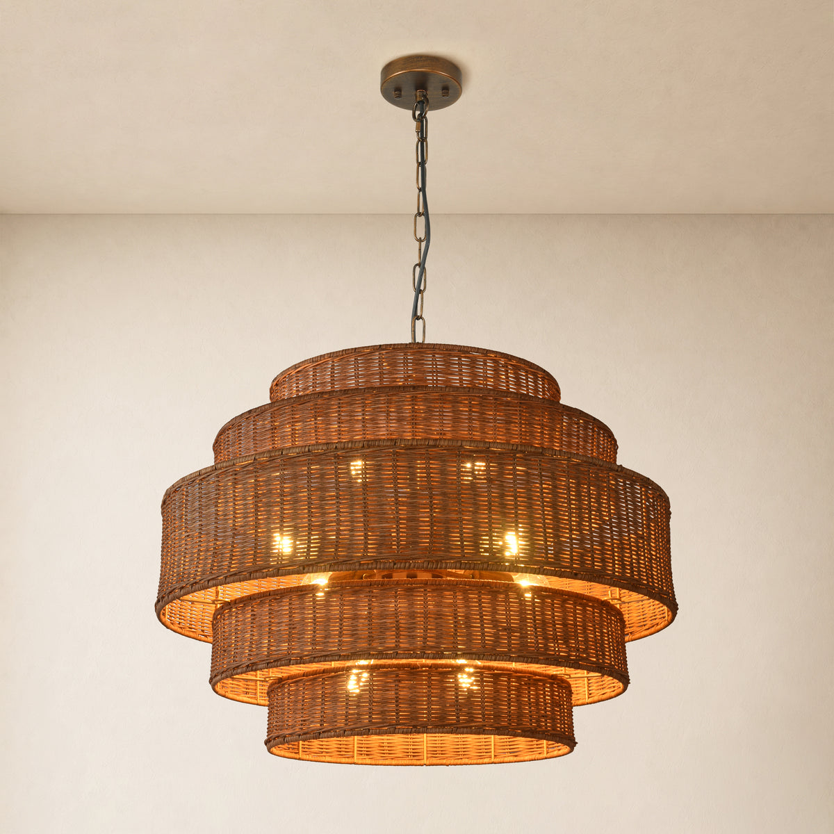 Cavana Rattan Tiered Round Chandelier 27.9"W