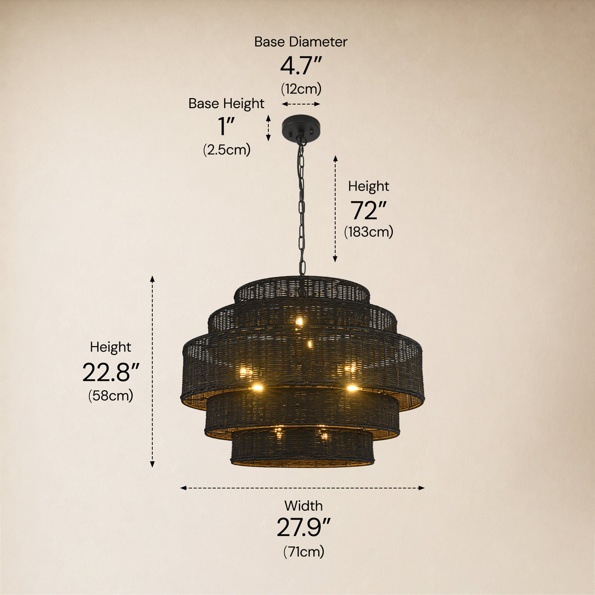 Cavana Rattan Tiered Round Chandelier 27.9"W