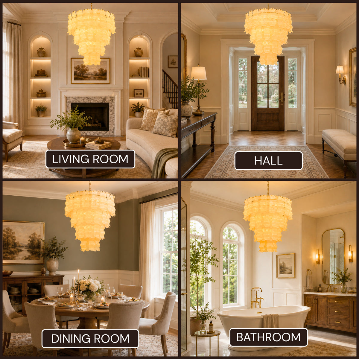 Solenne Rippled Glass Round Chandelier 29.5"D