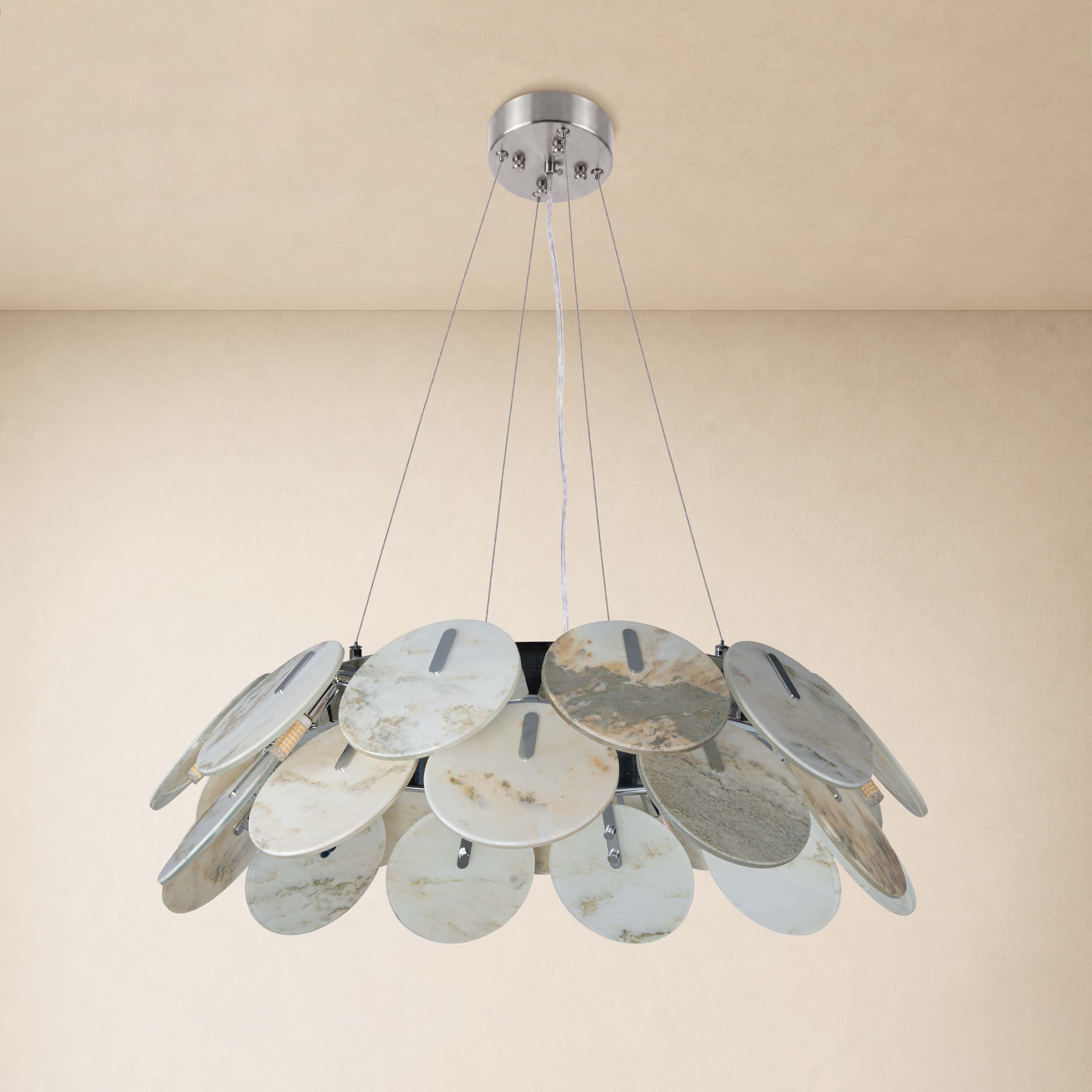 Pietra Marble Disc Chandelier 31.4"D