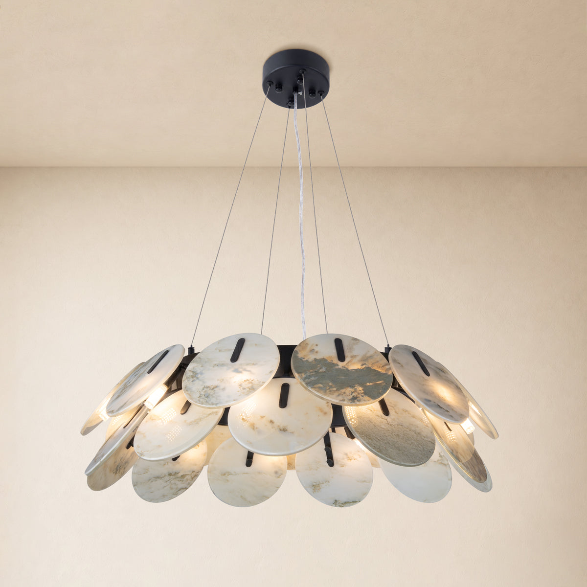 Pietra Landscape Marble Disc Chandelier 31.4"D