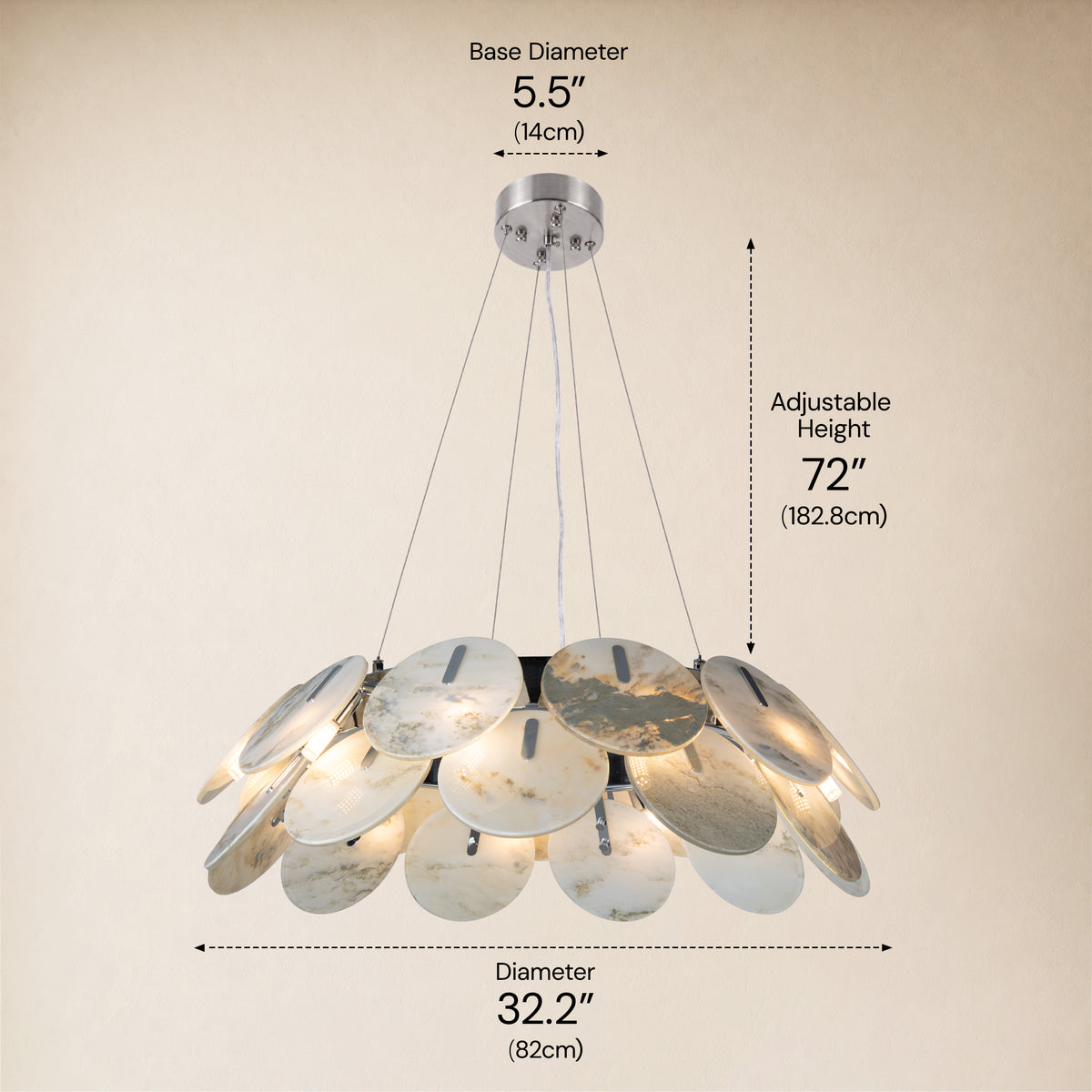 Pietra Landscape Marble Disc Chandelier 31.4"D