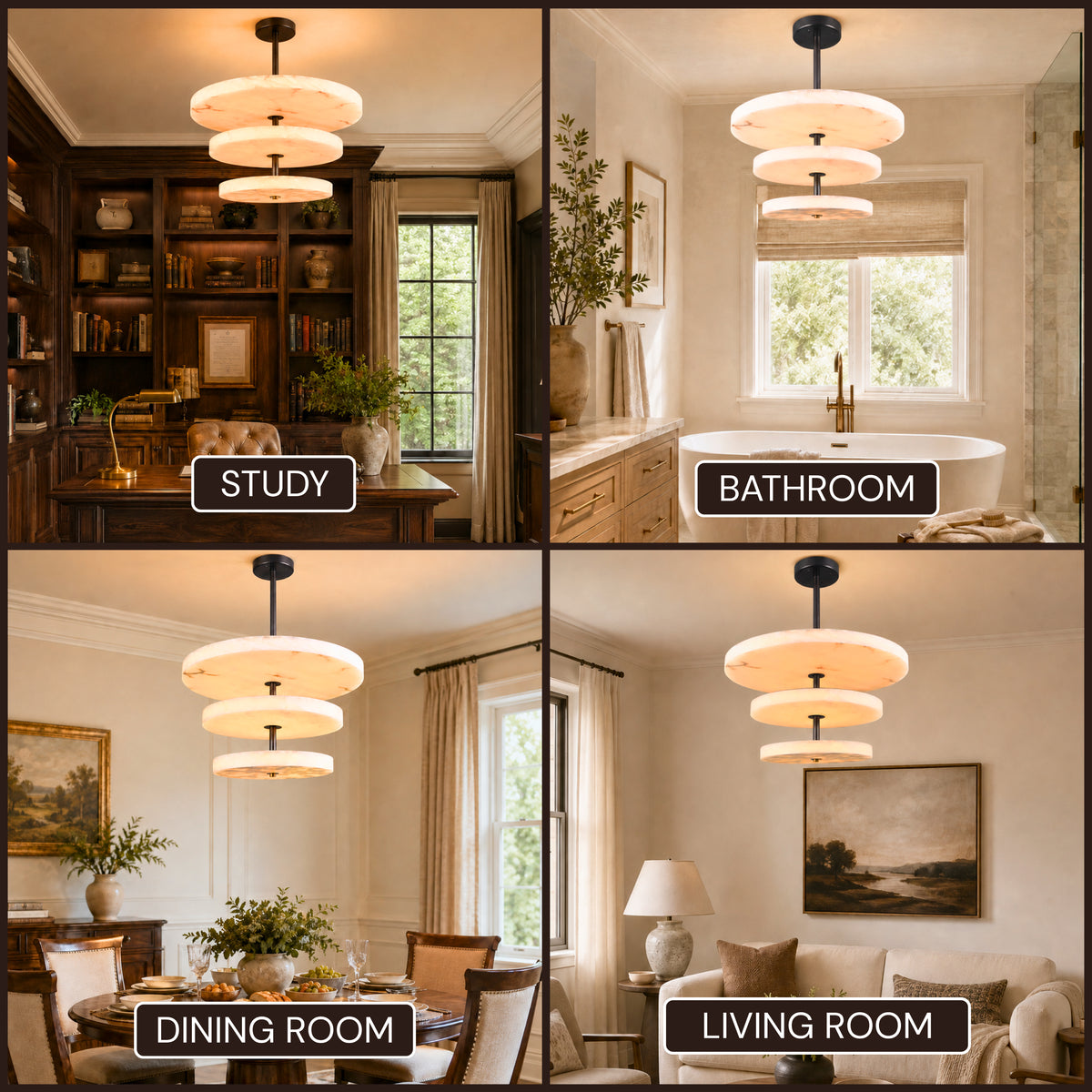 Nocturne Alabaster Layered Disc Chandelier 33.4"D