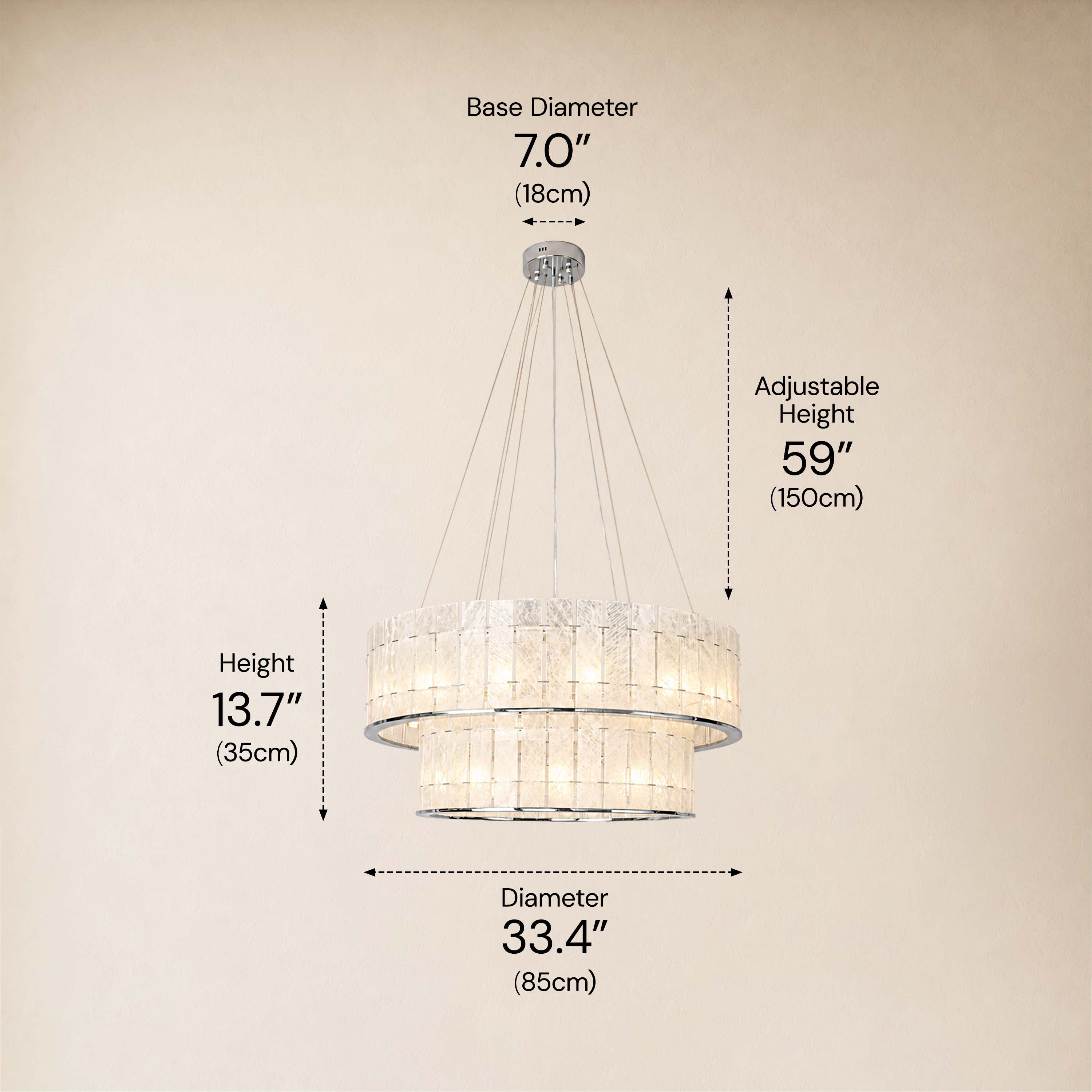 Pietra Clear Crystal Round Drum Chandelier 33.4"D