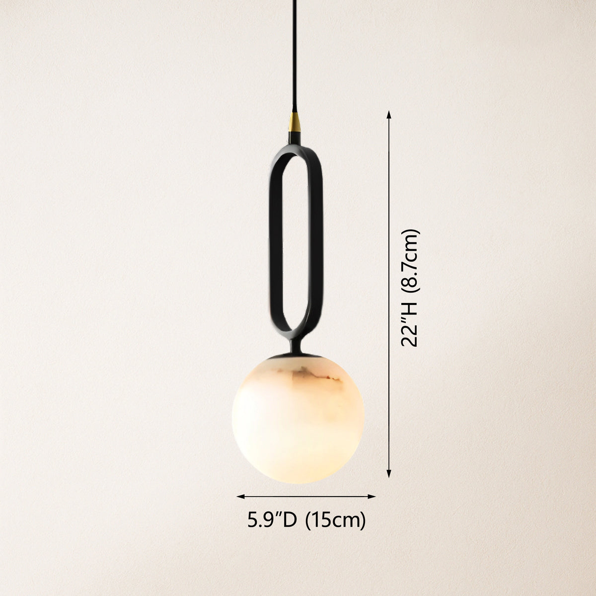 Dadaly Alabaster Small Art Ball Pendant 5.9''D