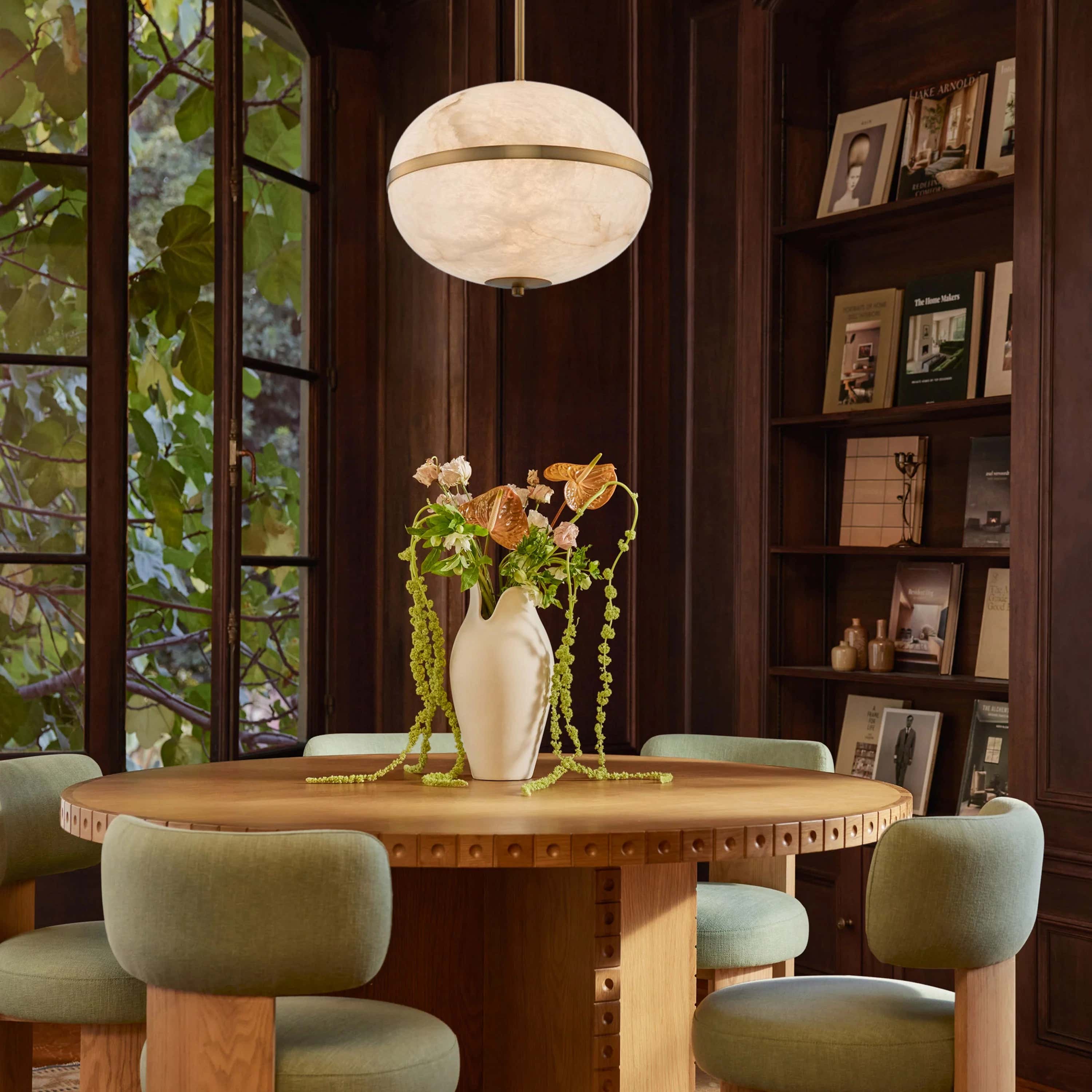 Dadaly Alabaster Small Art Canterbury LED Mini Pendant 40.6cm H