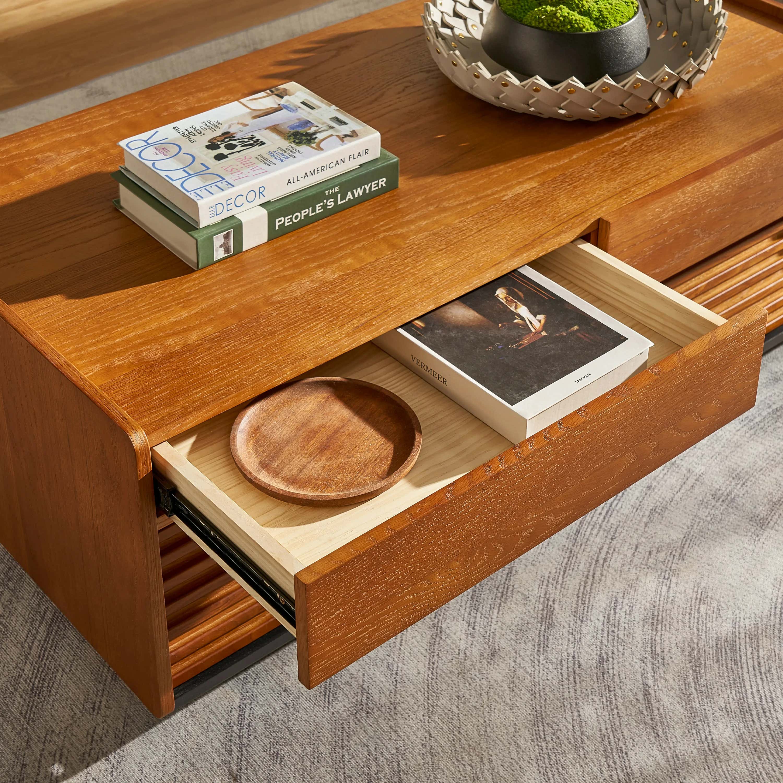 Devon Oak Media Console And Coffee Table Set
