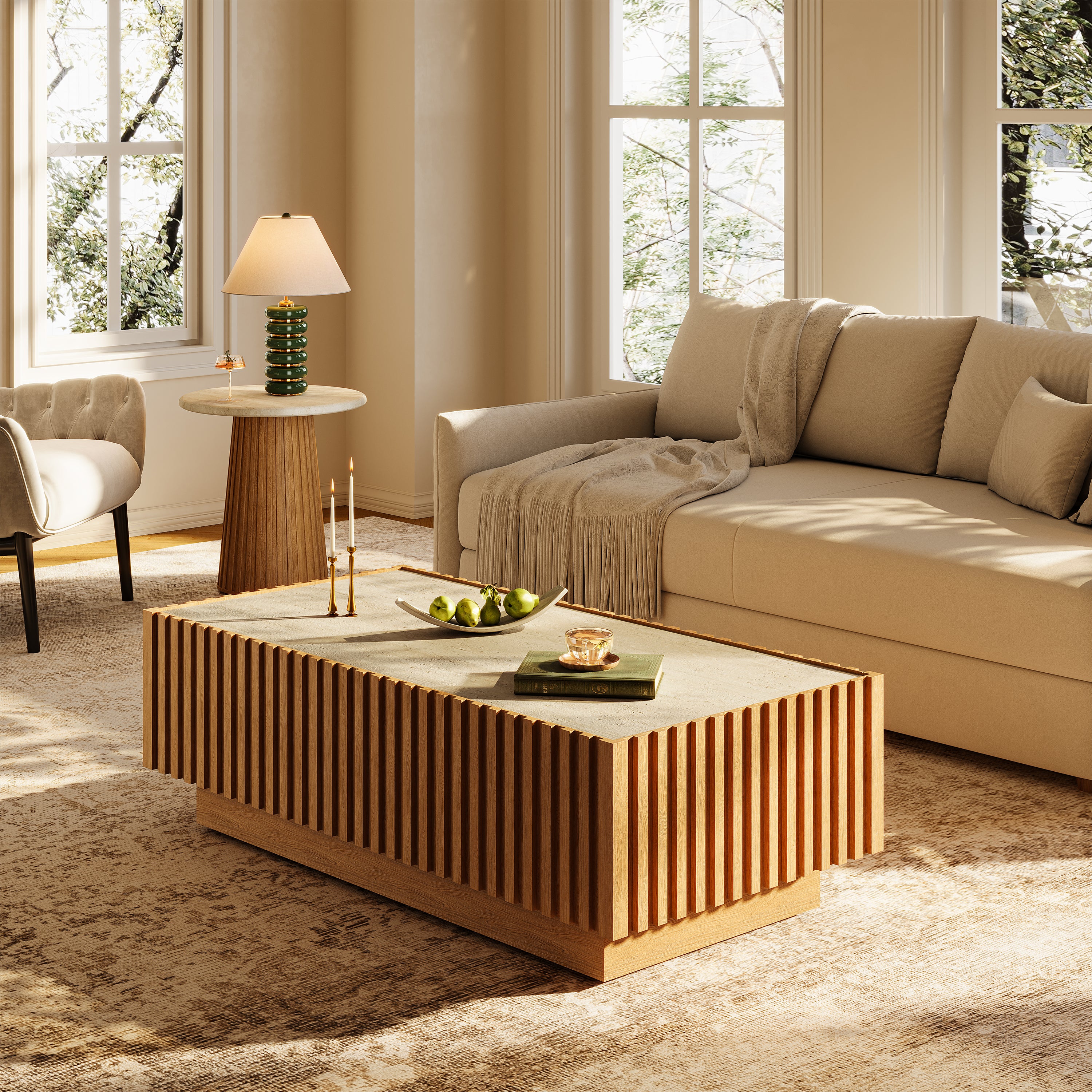 Emery Sintered Stone Side Table 50cm W