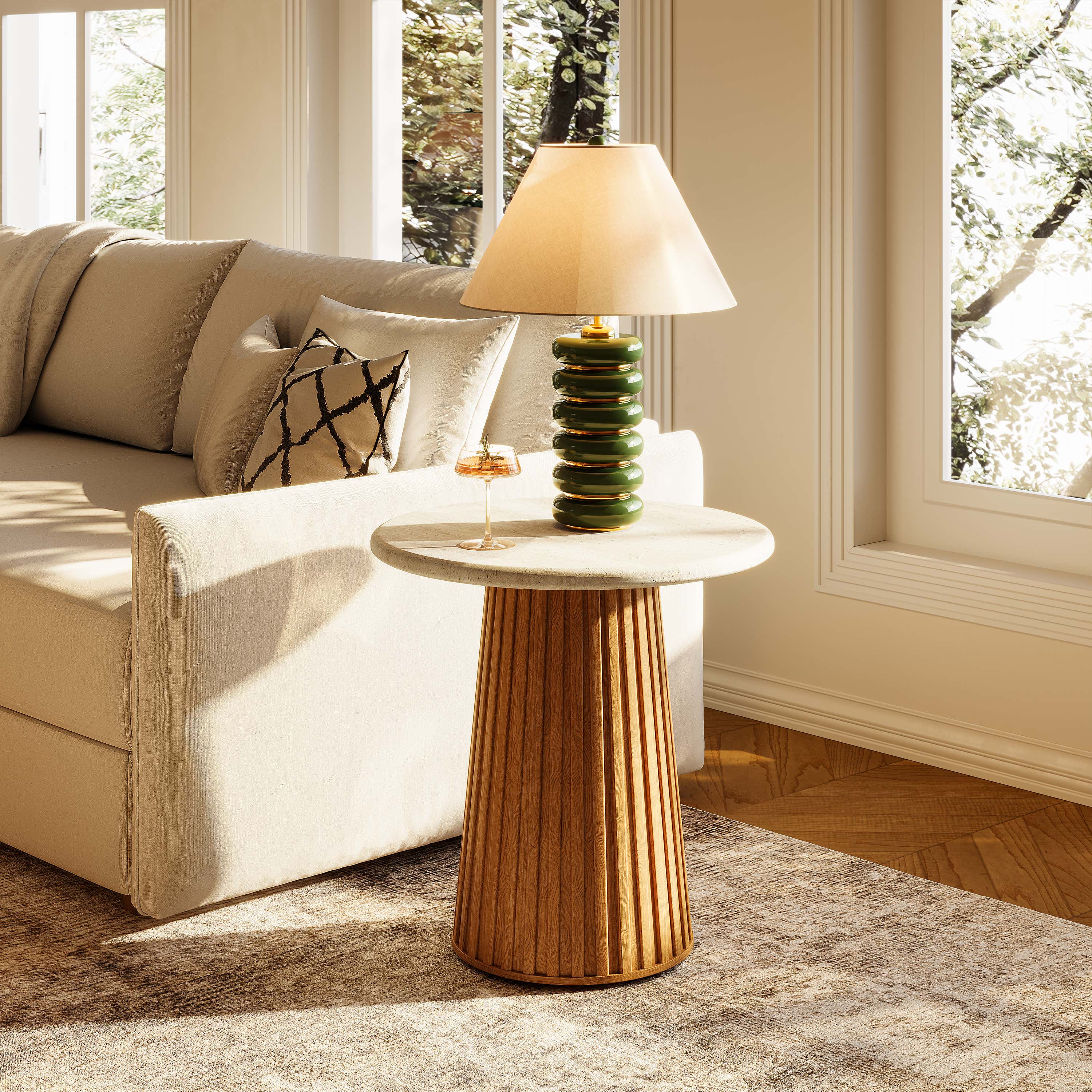 Emery Sintered Stone Side Table 50cm W