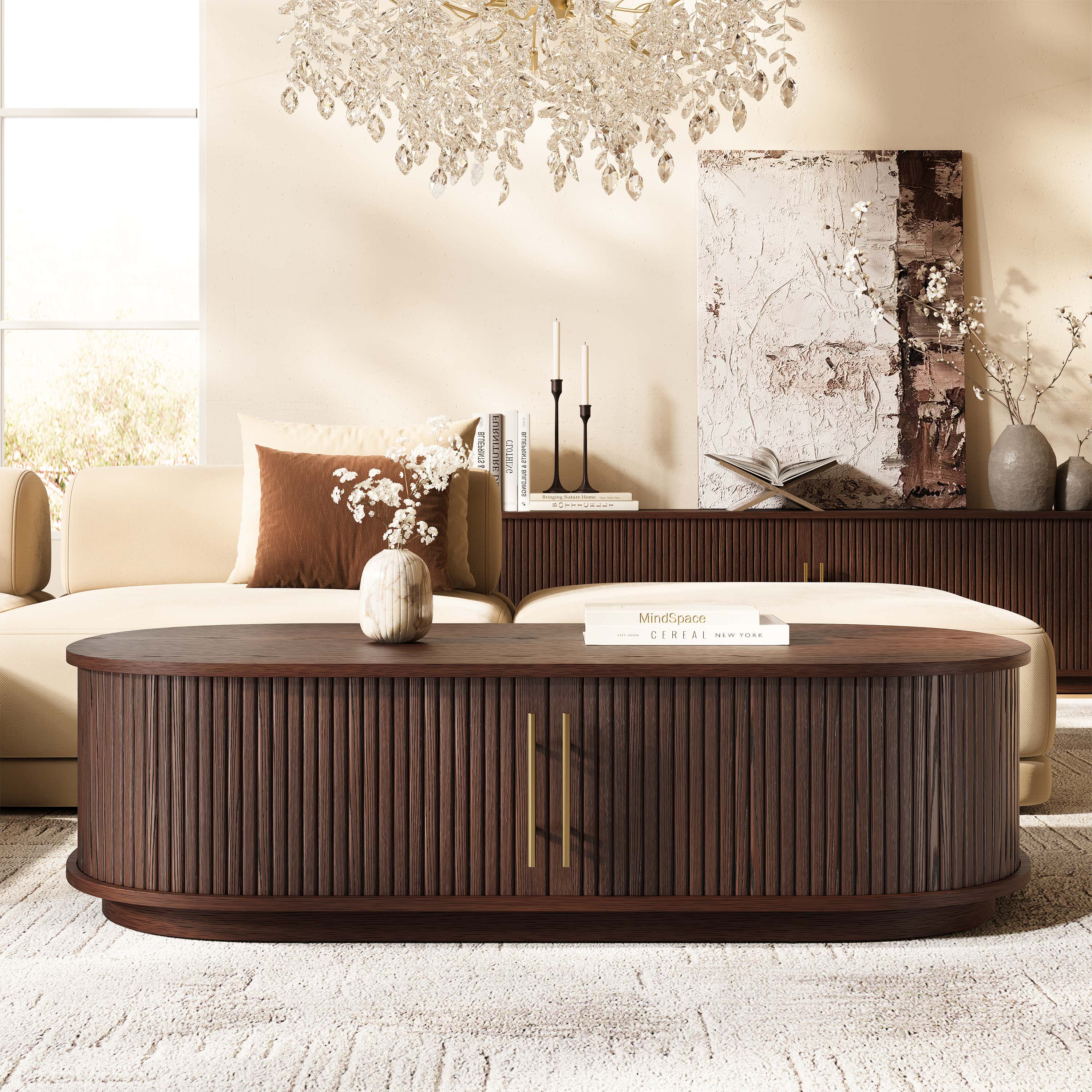 Sledin Sliding Door Coffee Table 55"W