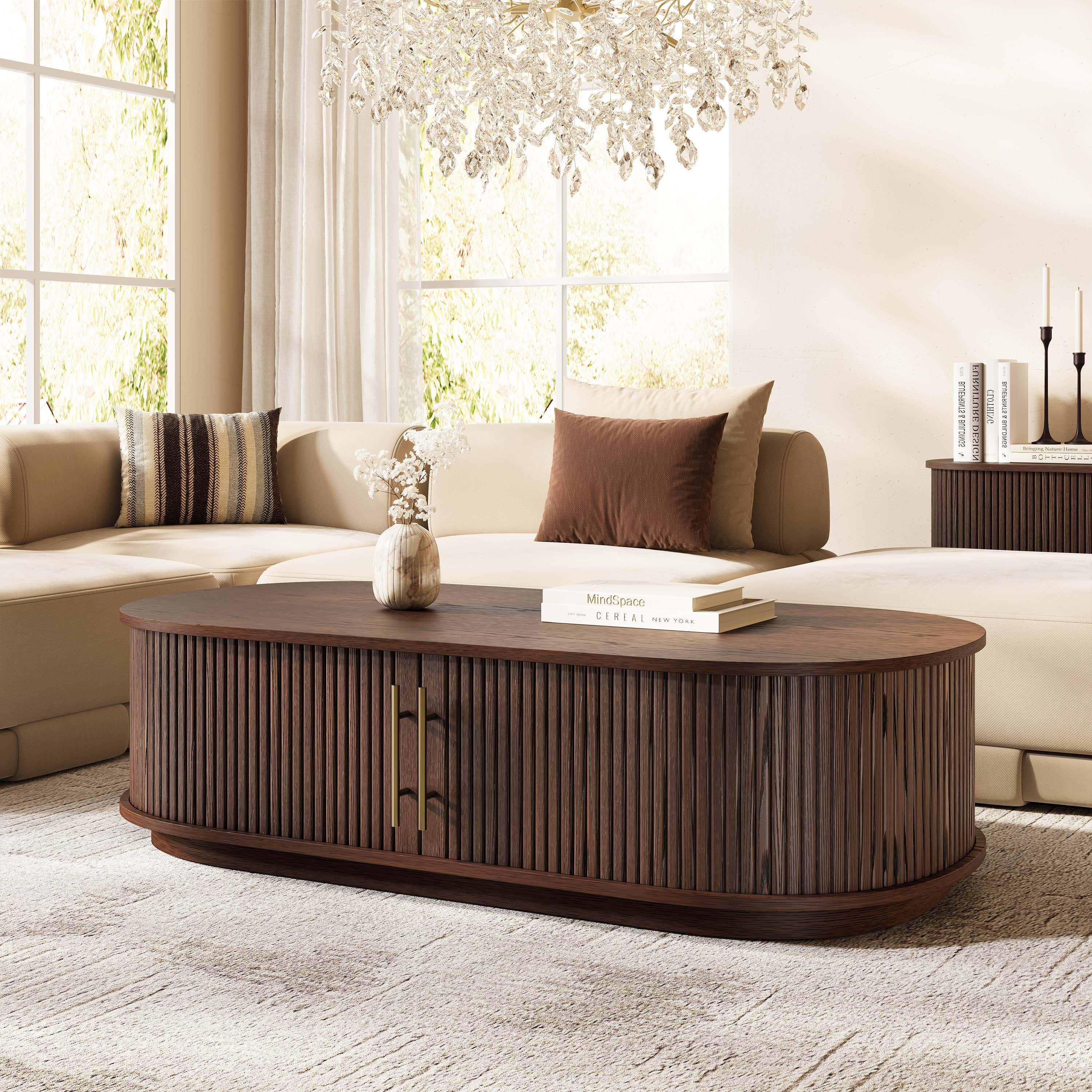 Sledin Sliding Door Coffee Table 55"W