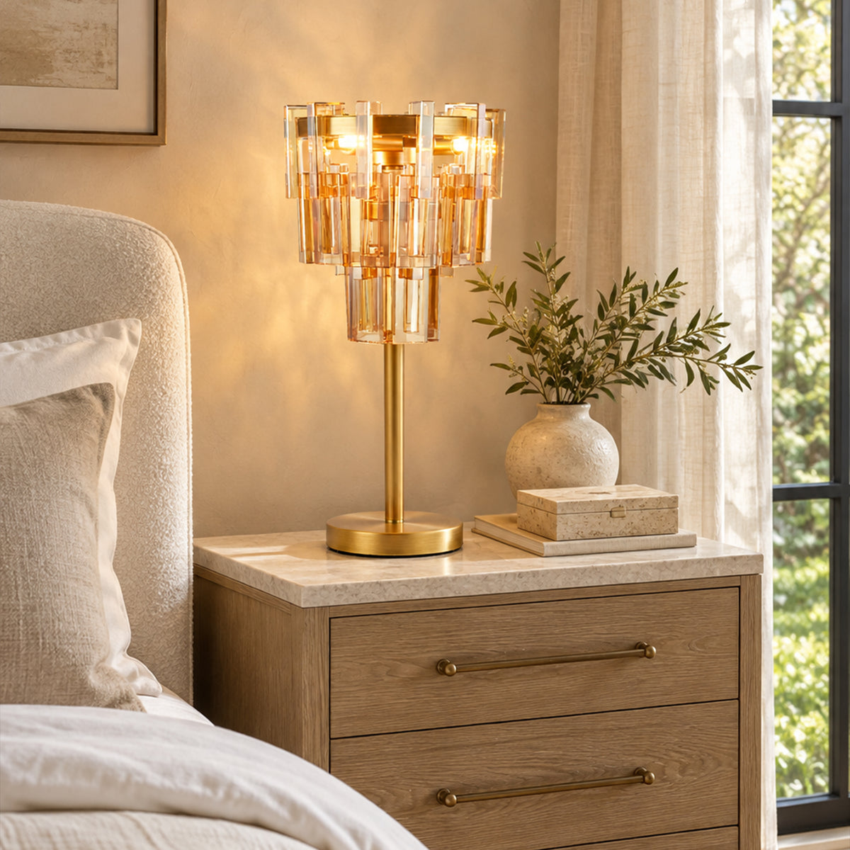 Cirelle Crystal Rectangular Table Lamp 20"H