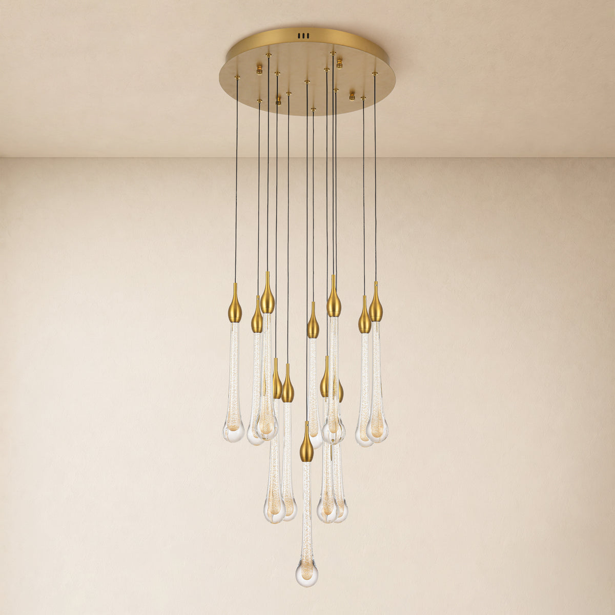 Olivene Glass Teardrop Round Chandelier 4.7"D